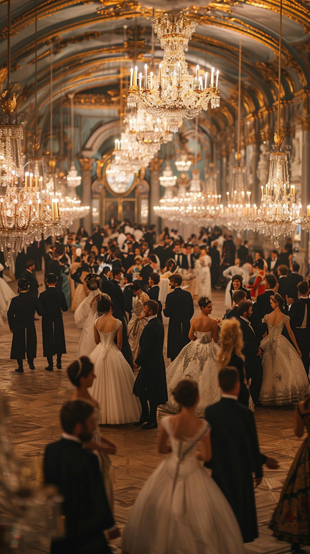 People at the Tsars Ball in an 18th century palace