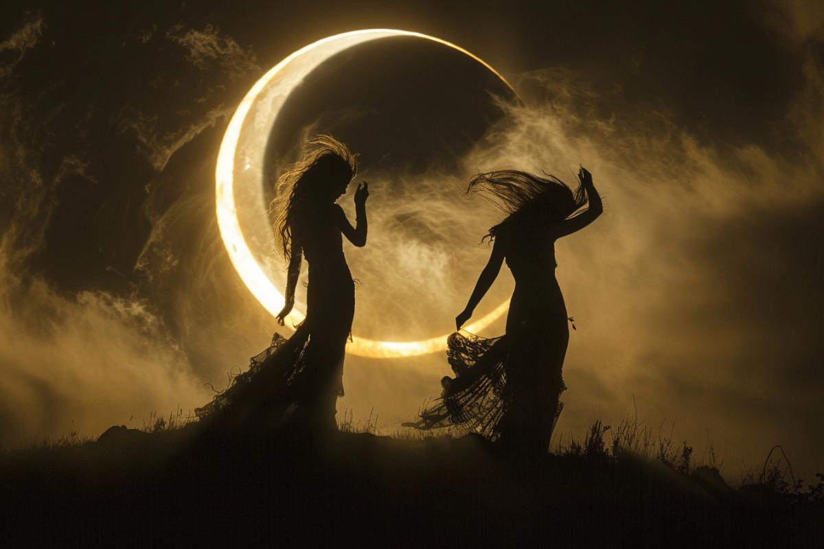 Solar eclipse, witches dance with devils