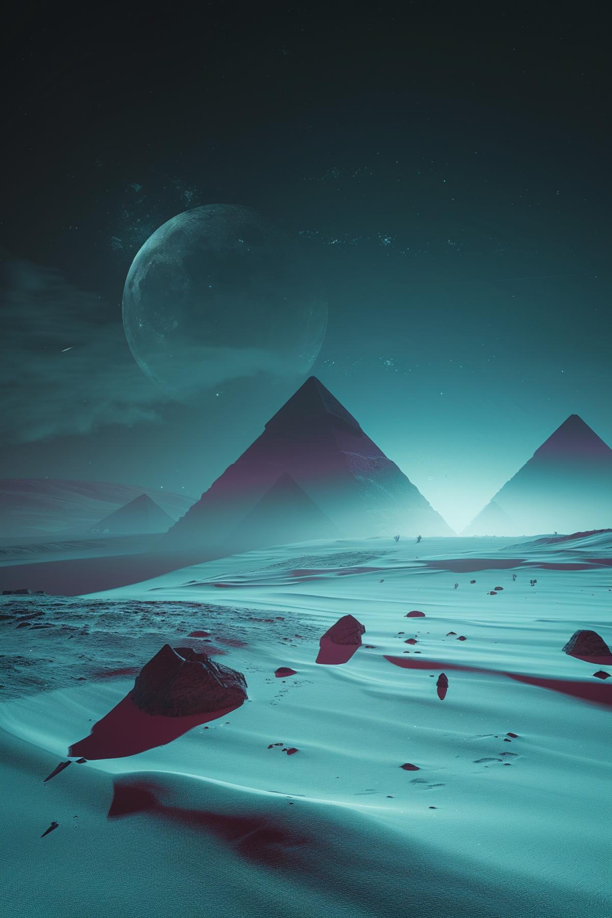 ominous solar eclipse over the Egyptian pyramids, beautiful desktop wallpaper, photorealistic