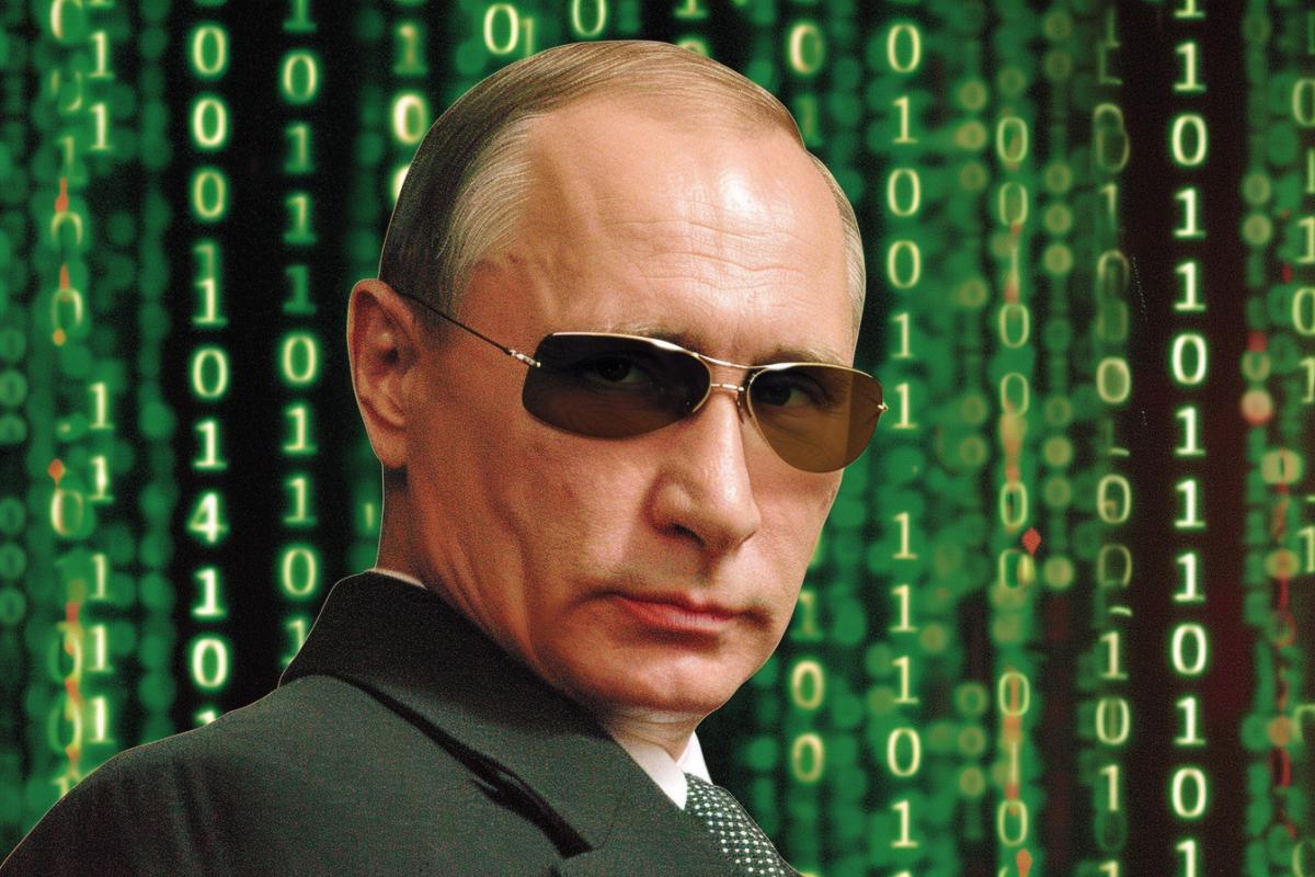 Putin in the style of the film The Matrix