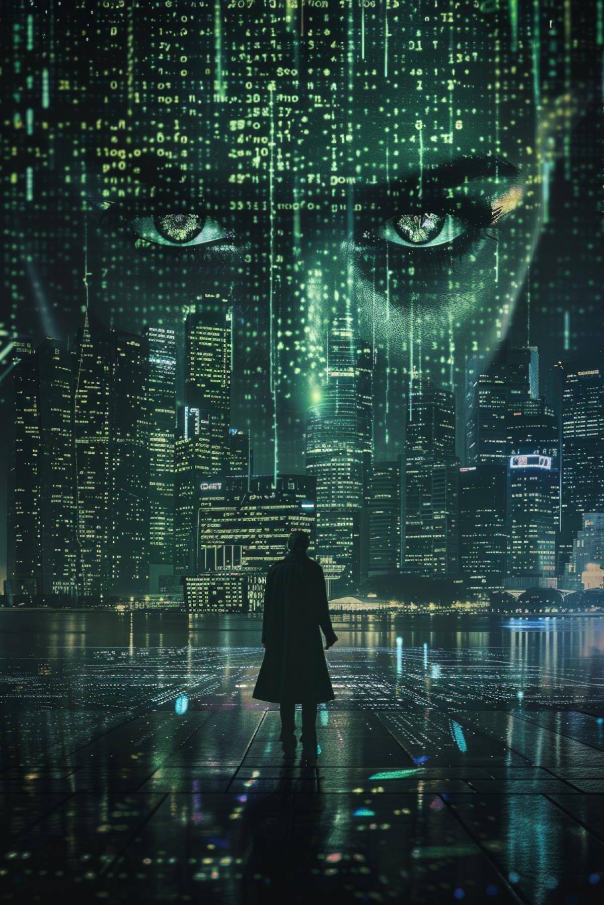 The world through a look in the style of a film matrix, a masterpiece, social advertising,