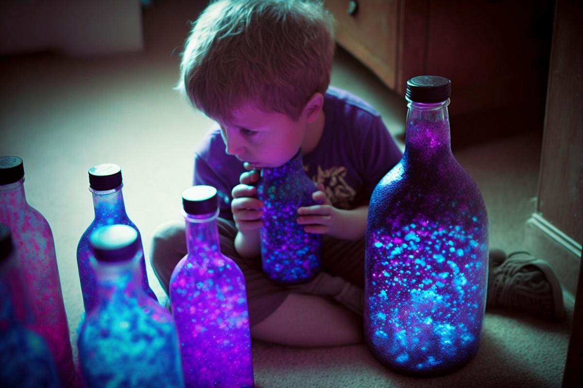 Galaxy bottle market, lots of Purple galaxy bottle, the boy buys big galaxy bottle