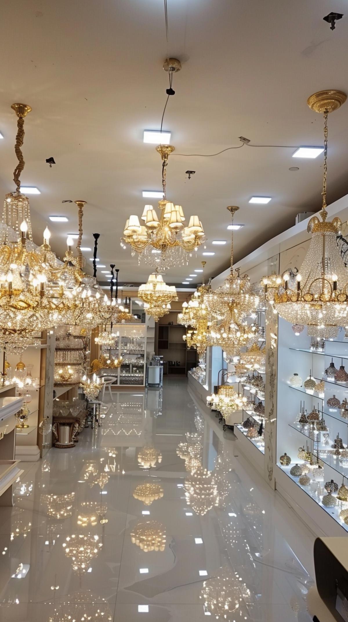 Gold chandelier sales store