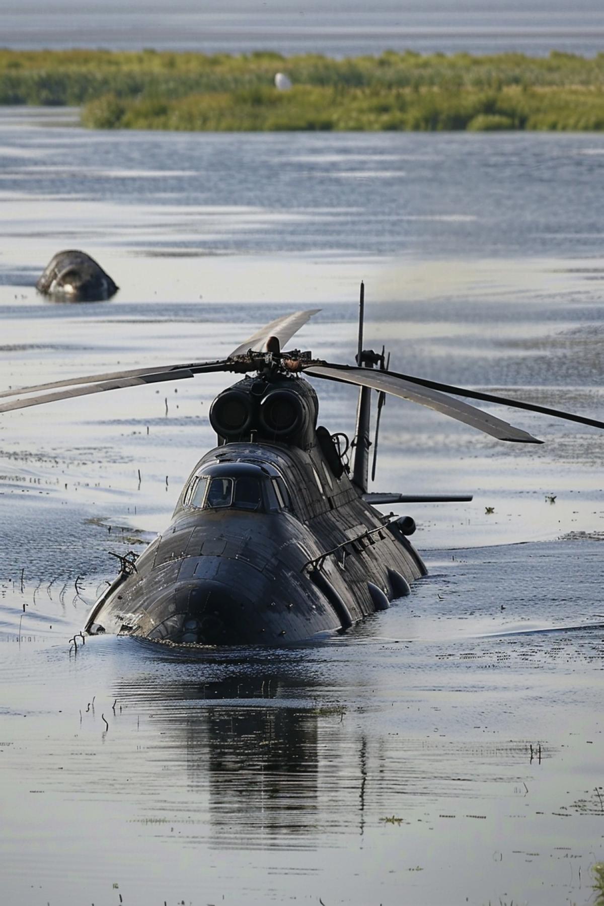 helicopter, submarine. in the steppes