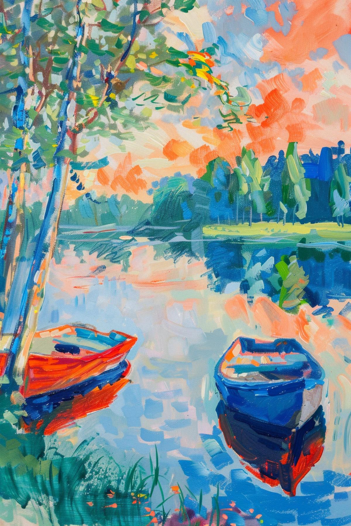 Henri Matisse style, quiet place on the lake