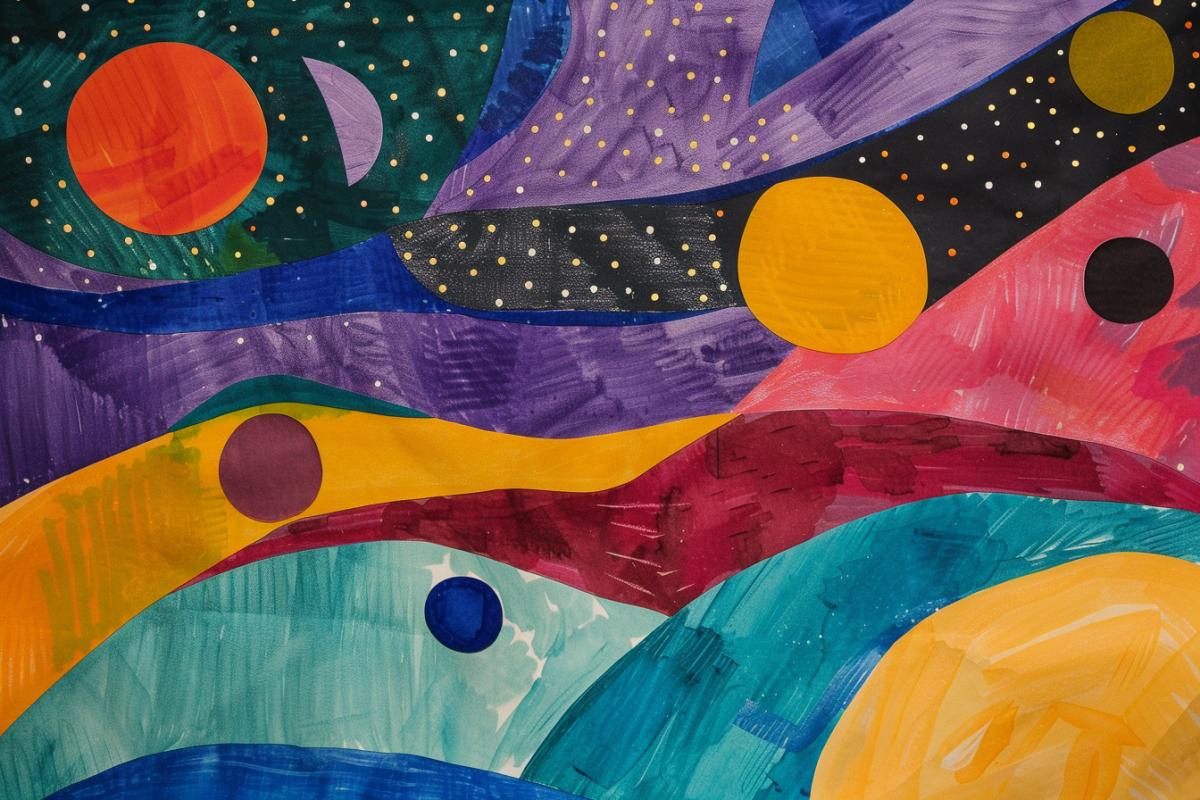 Henri Matisse style, planets, space