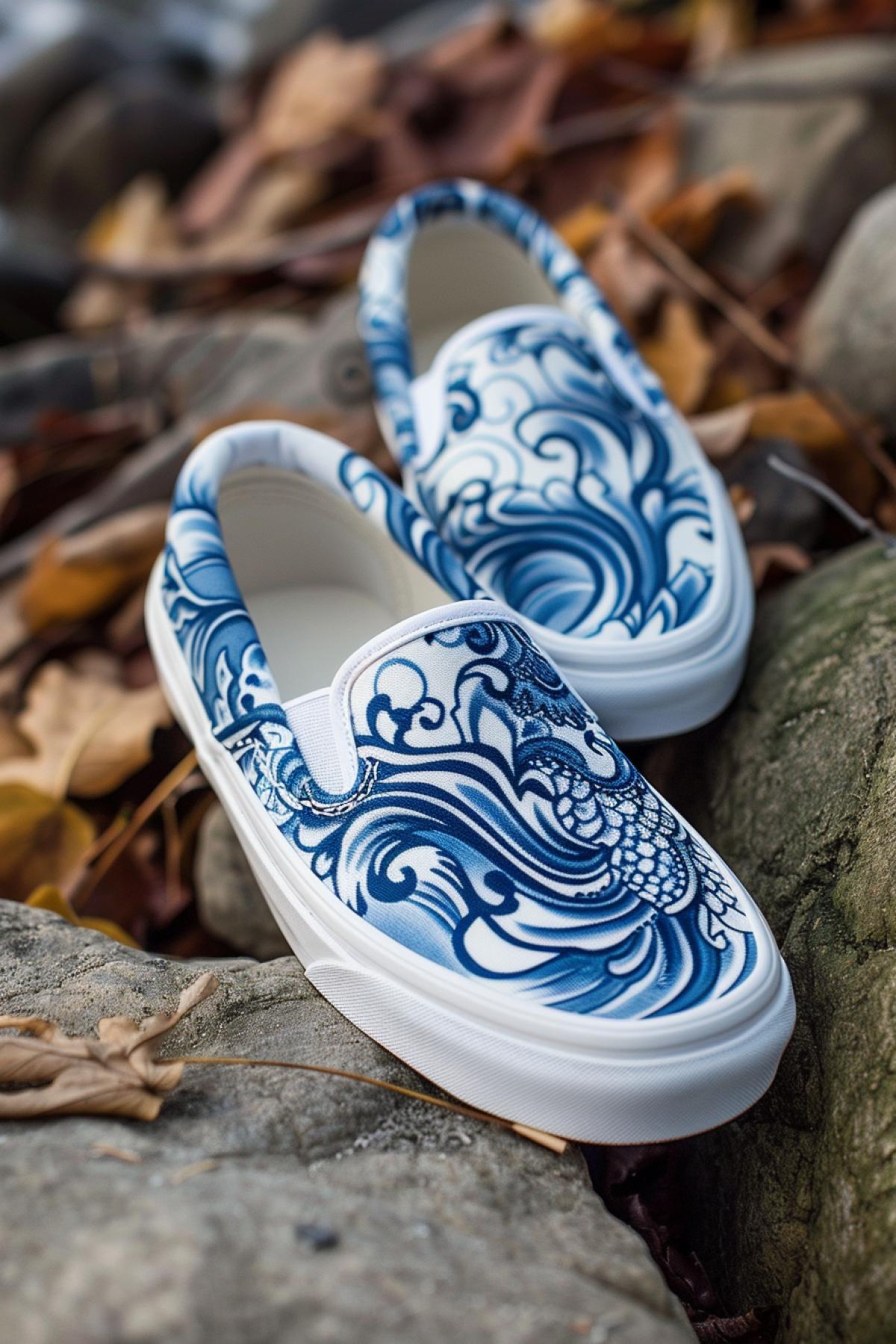 Photo vans slip-on Gzhel ornament