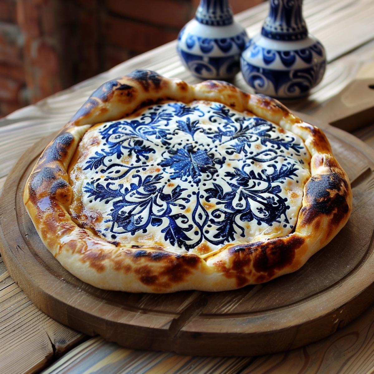 Pizza with Gzhel ornament
