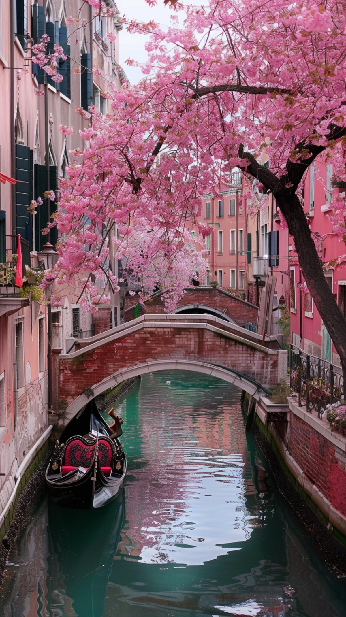 Venice in spring, in cherry blossoms
