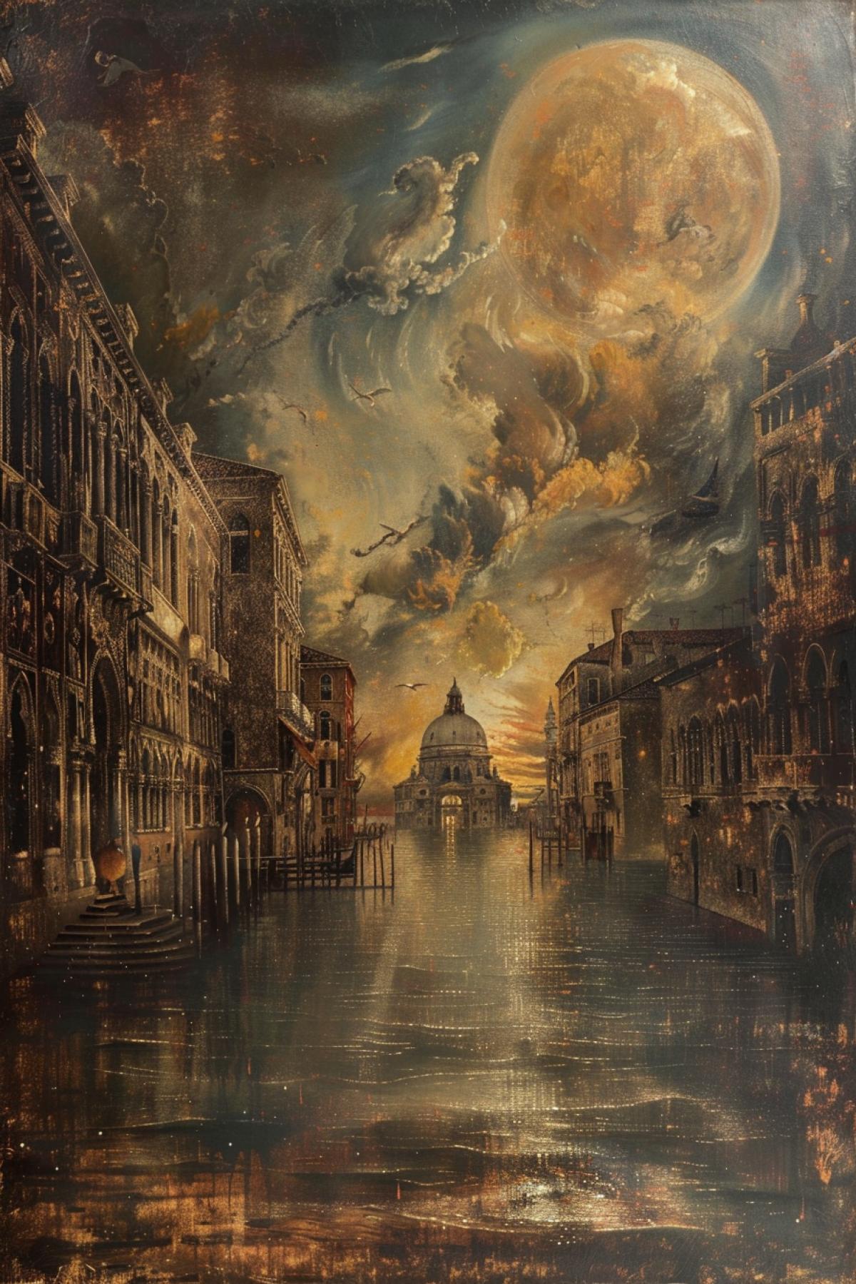 Venetian landscape in the style of Agostino Arrivabene