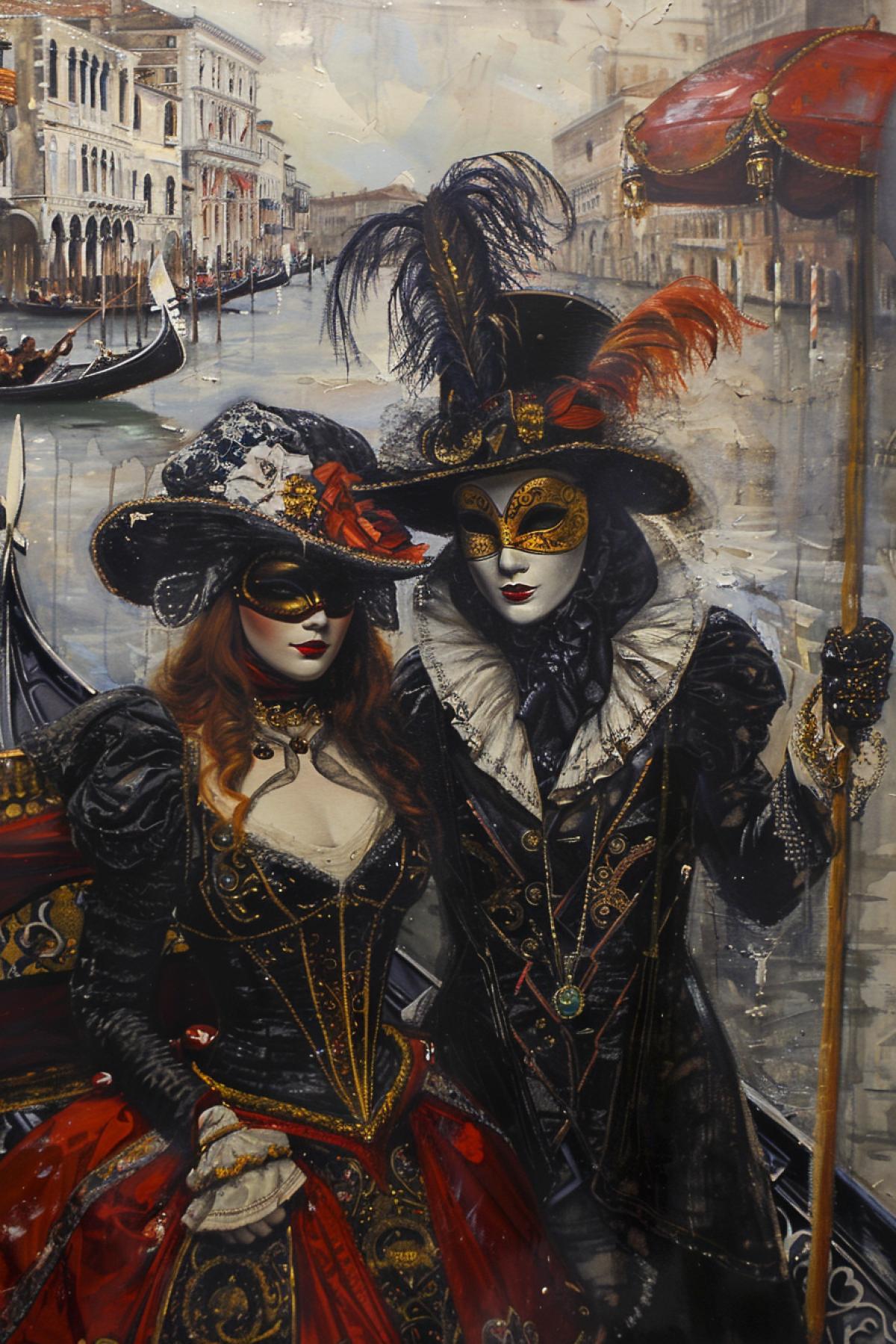 Carnival in Venice, painting in the style of William Kay darklock