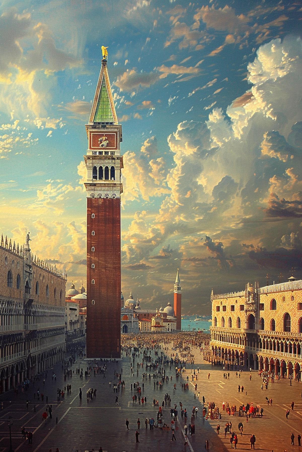 Piazza San Marco in Venice, painting in the style of Frederic Edwin Church