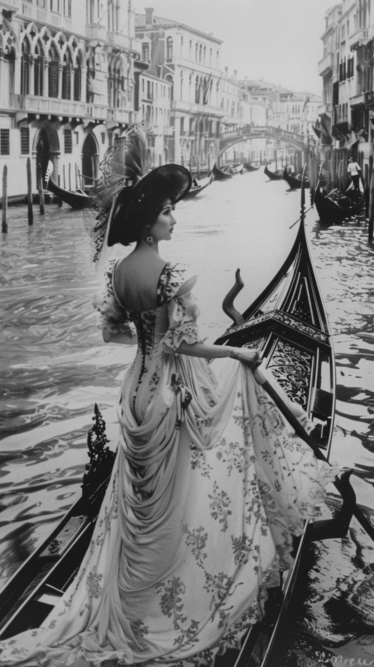 gondolier in a long dress on the streets of Venice