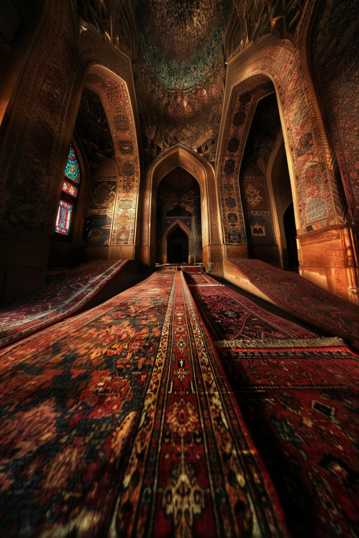a lot of carpets. space, gothic style, flickering, air, flight
