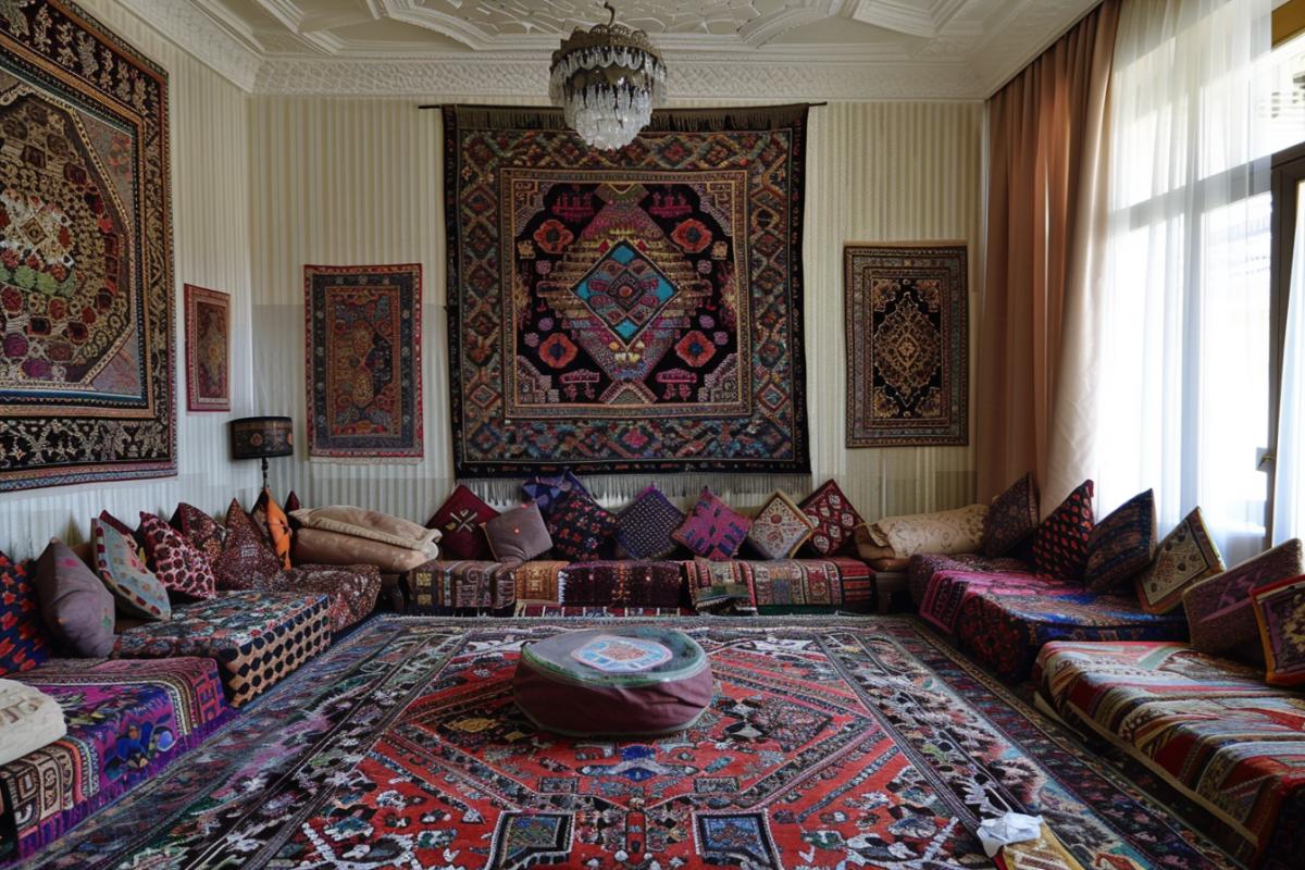 Uzbek apartment in expensive carpets