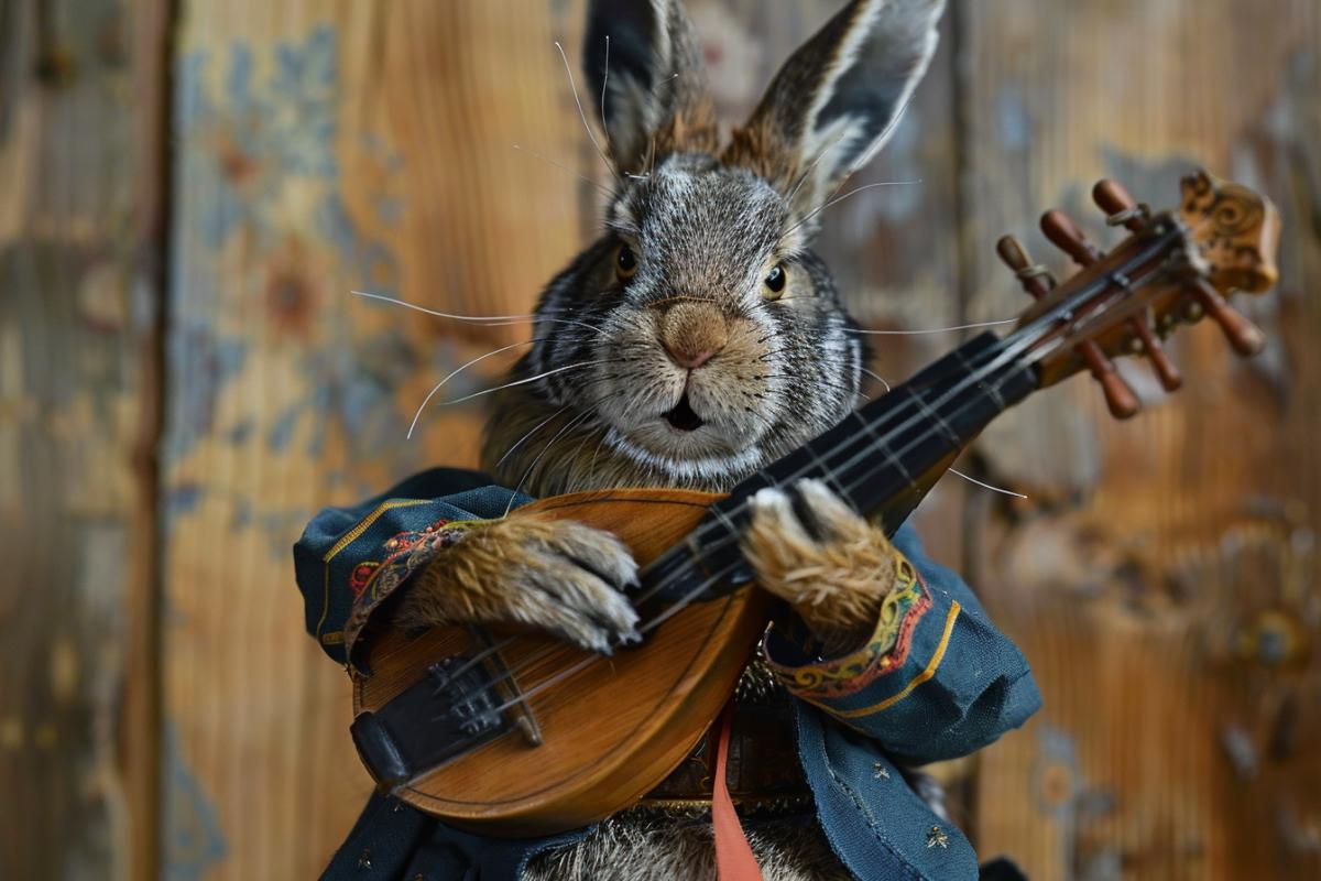 populist hare playing the Russian triangular balalaika