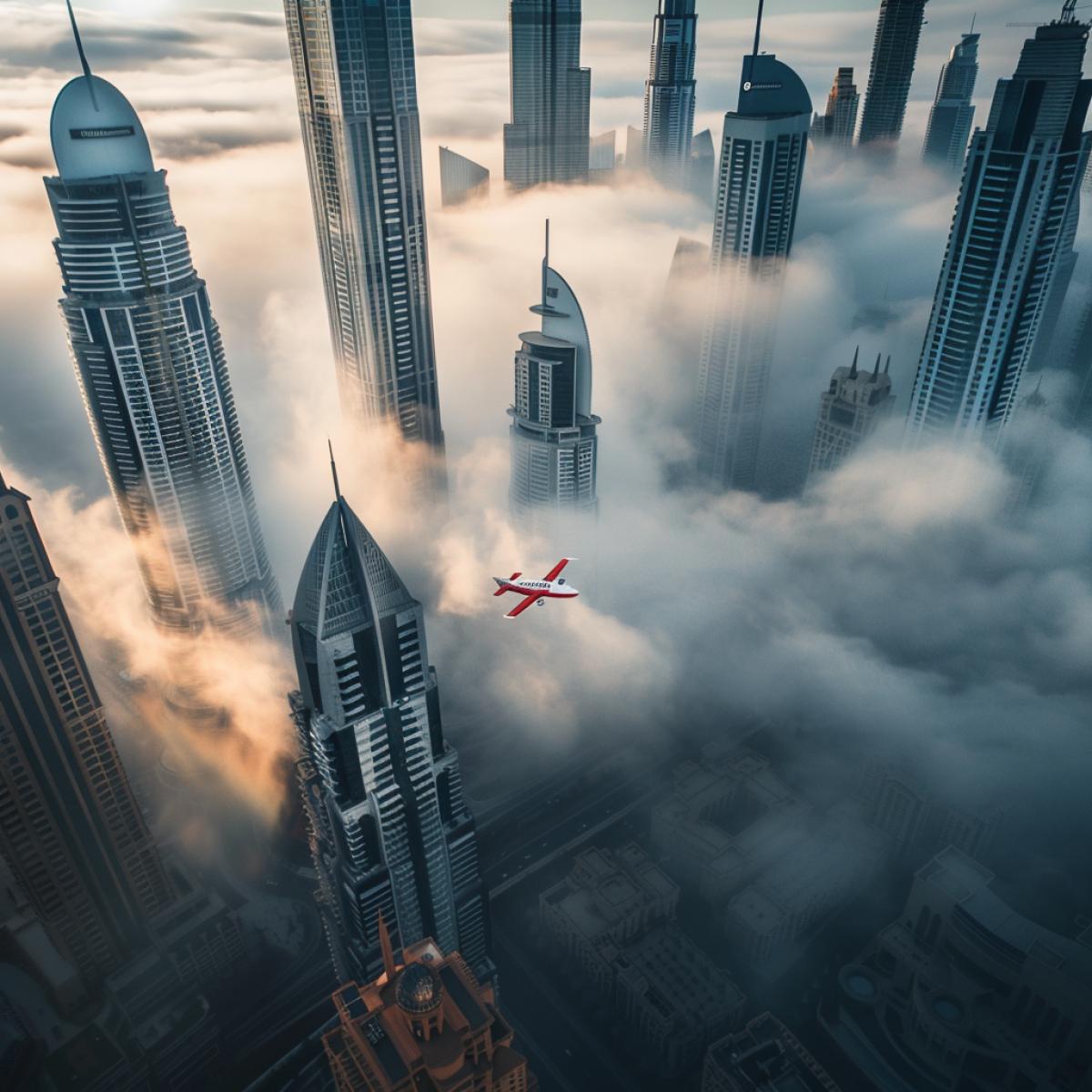 Flying between the skyscrapers of Dubai