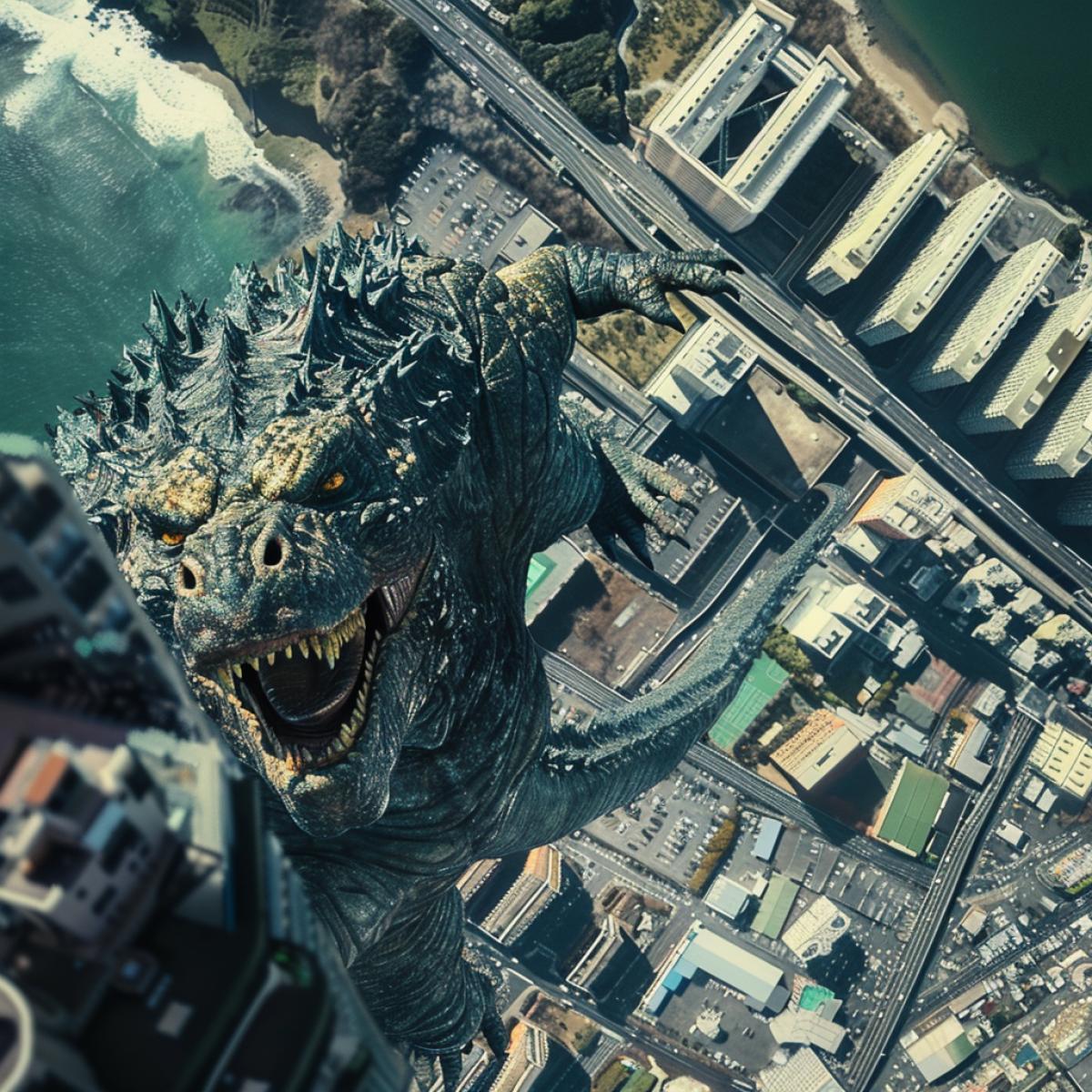 Godzilla from a birds eye view