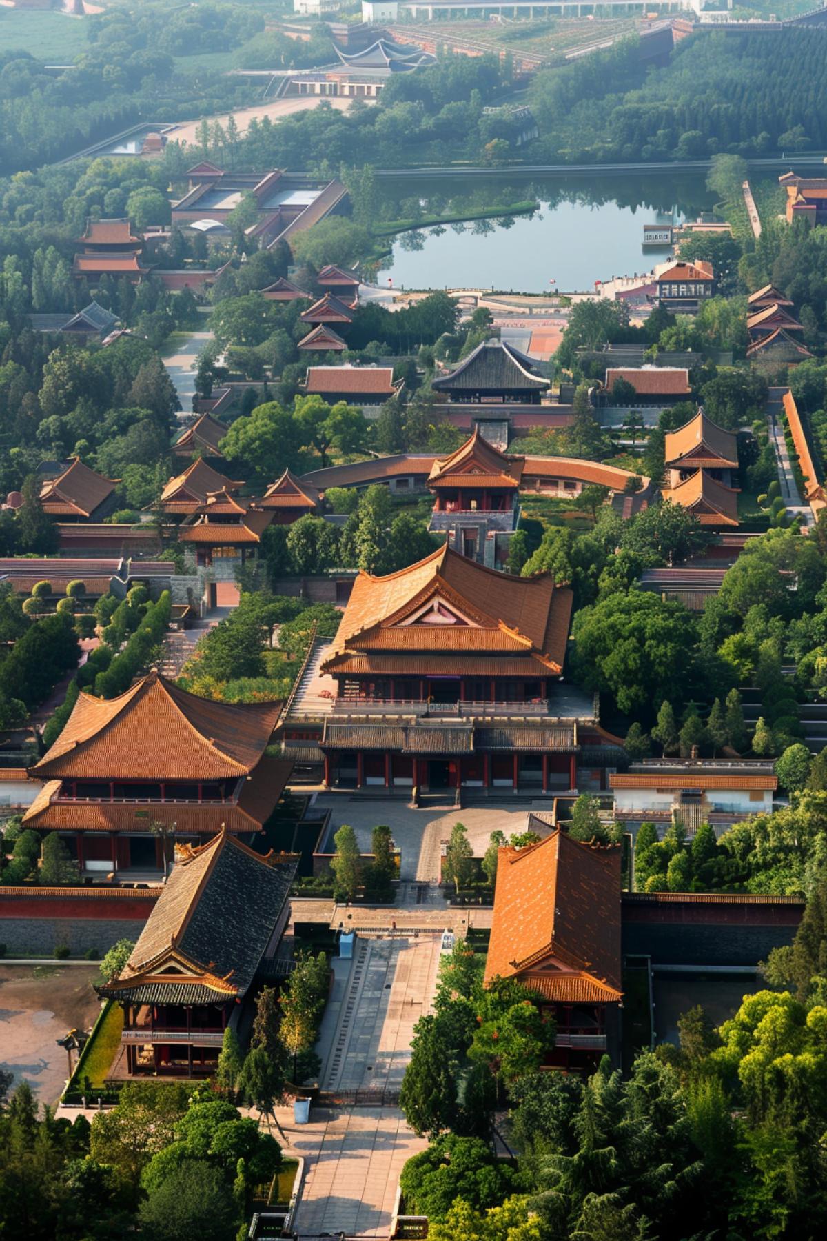 Great Grounds kon Hai ras (Great Palaces of Haira) a complex of palace buildings in China from a birds eye view