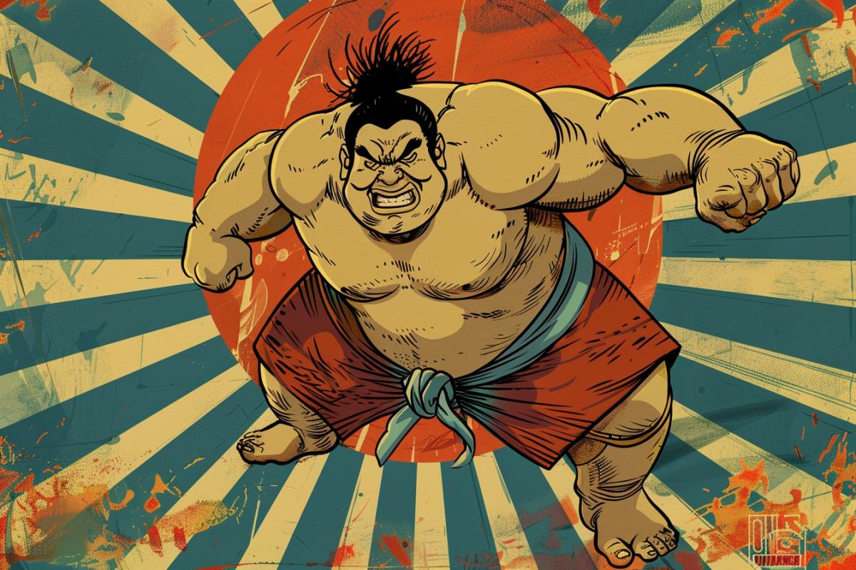 Sumo in the style of old Marvel comics