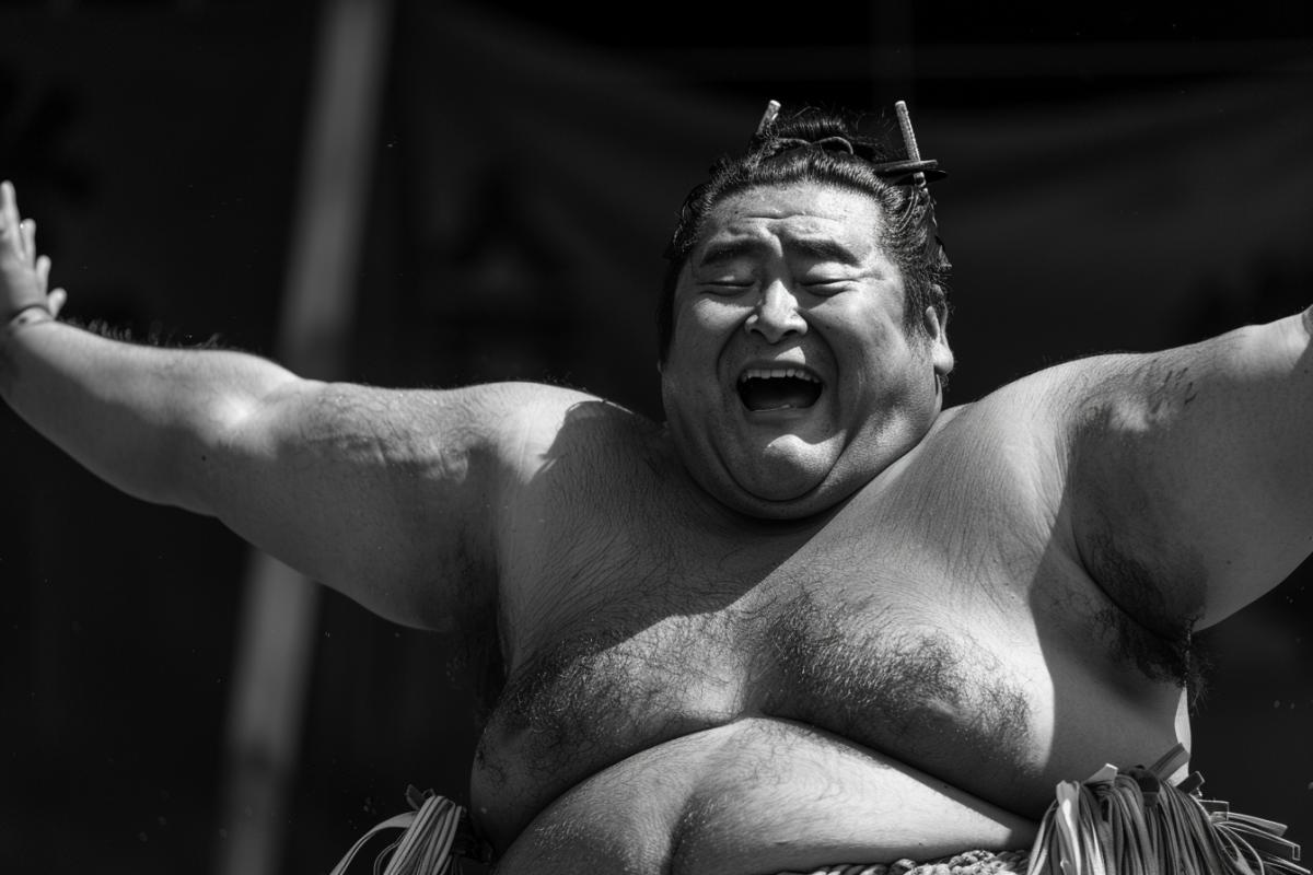 winning award photography of a sumo wrestler