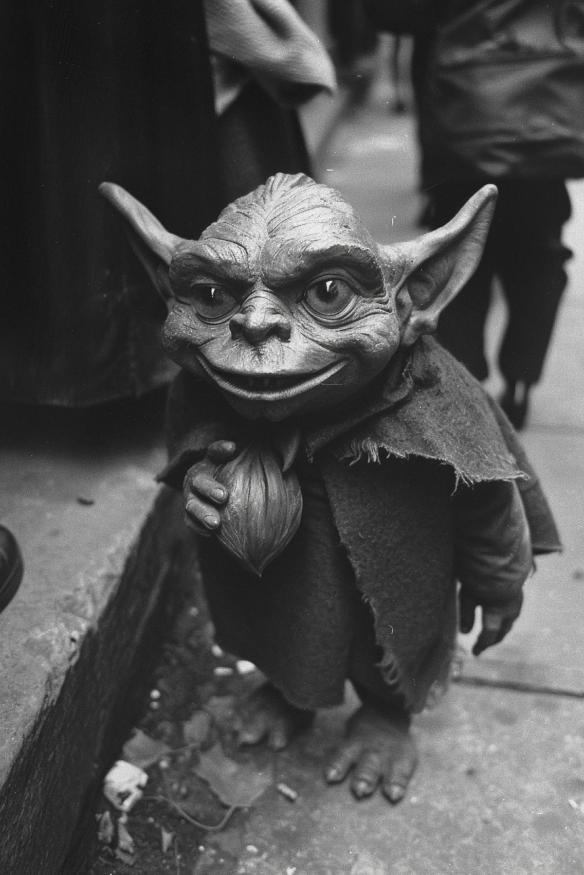 Photography of goblins in the style of Garry Winogrand