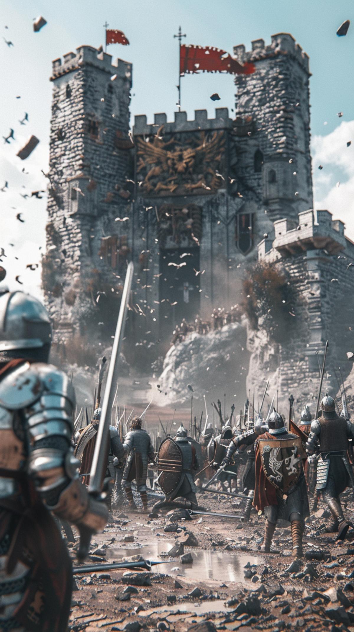 siege battle, knights, 8k ar 16:9
