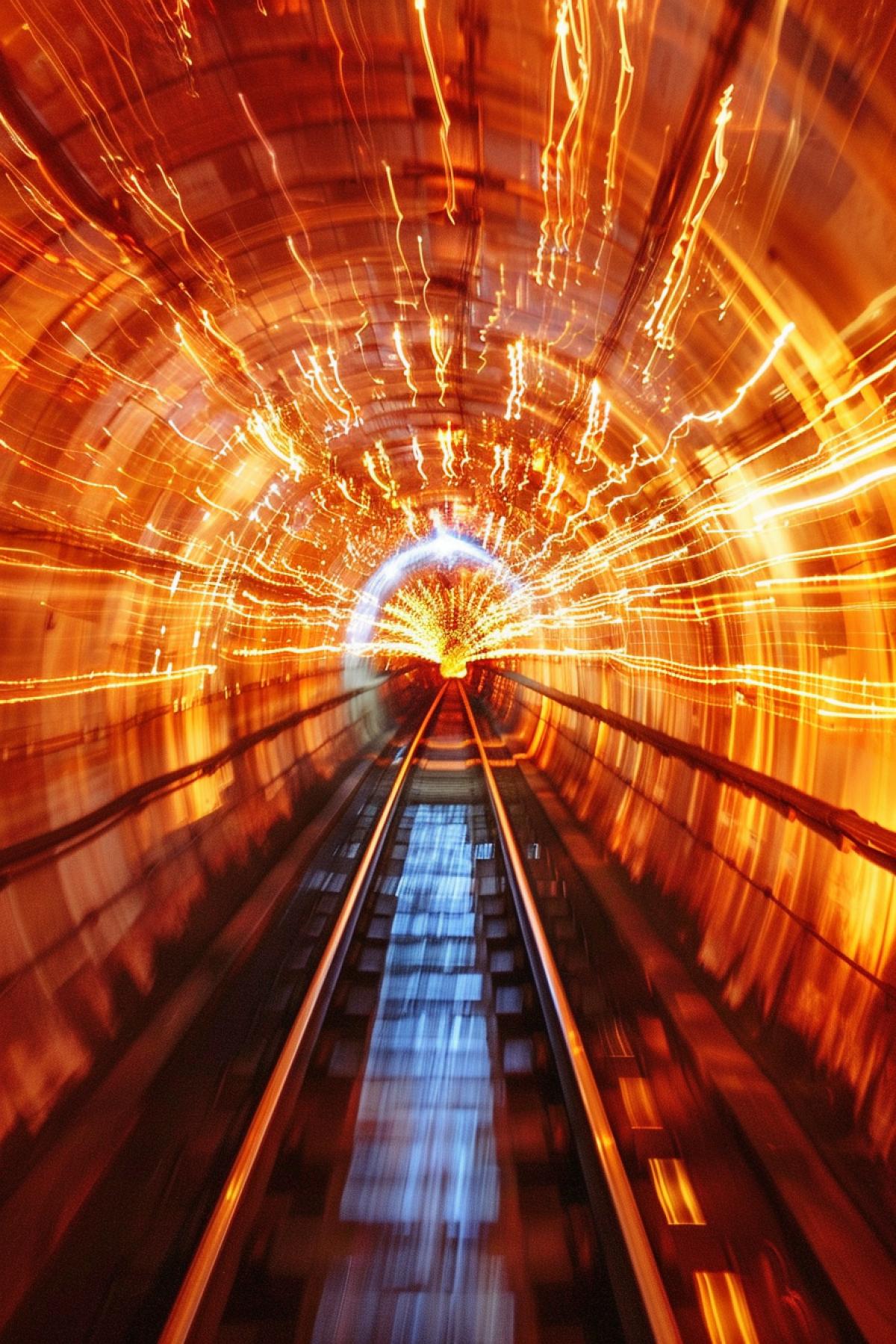 Unusual tunnel, time distortion, graphics, clear lines, magic, flickering,
