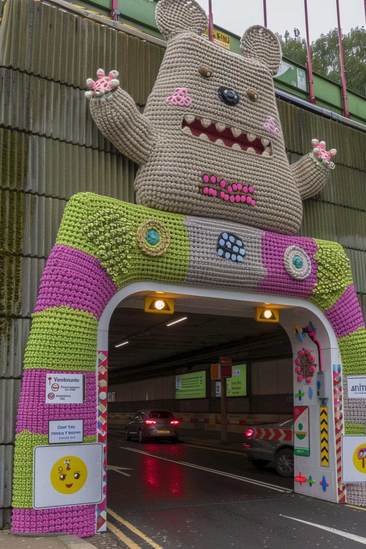 Car tunnel, knitted magic.