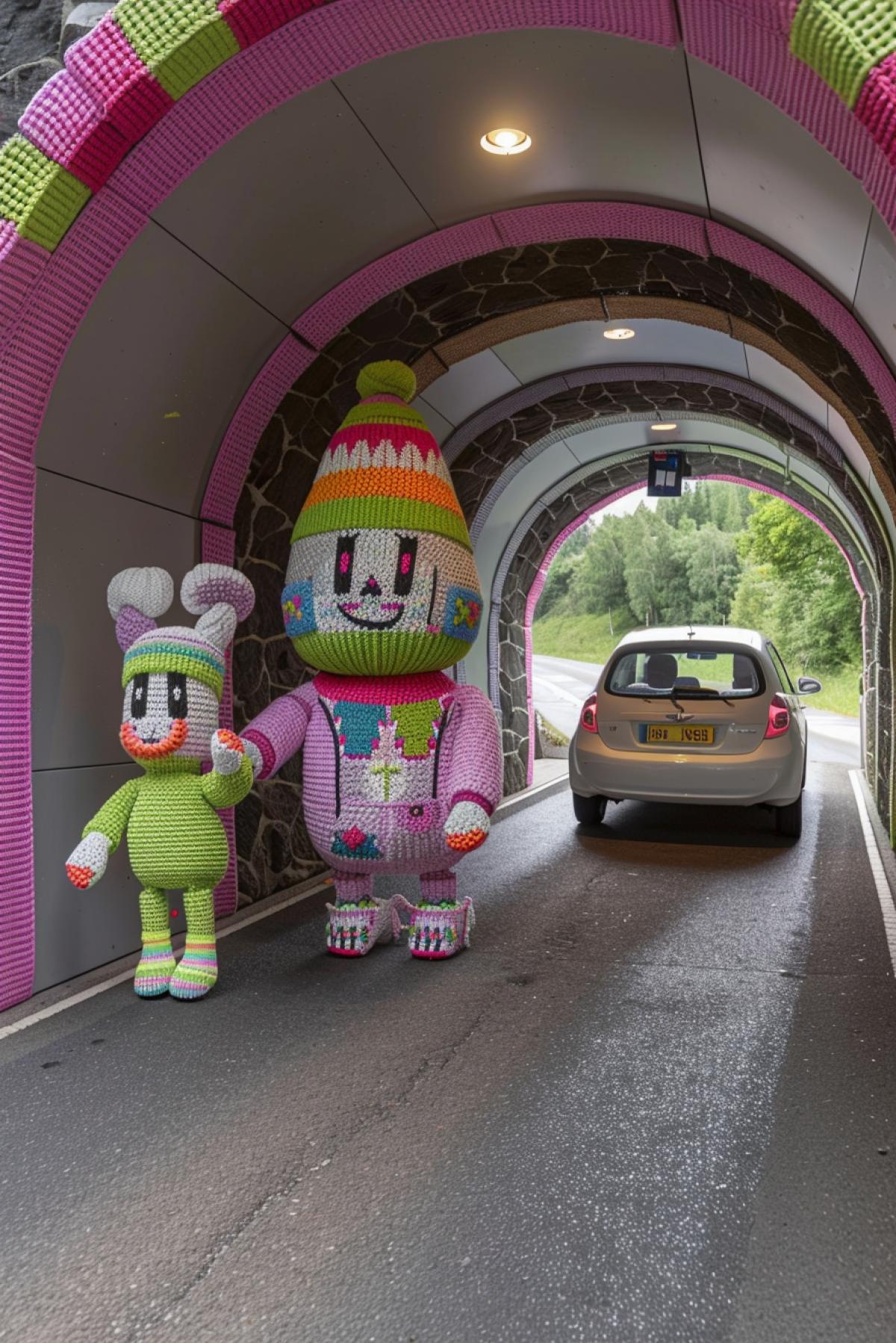 Car tunnel, knitted magic.