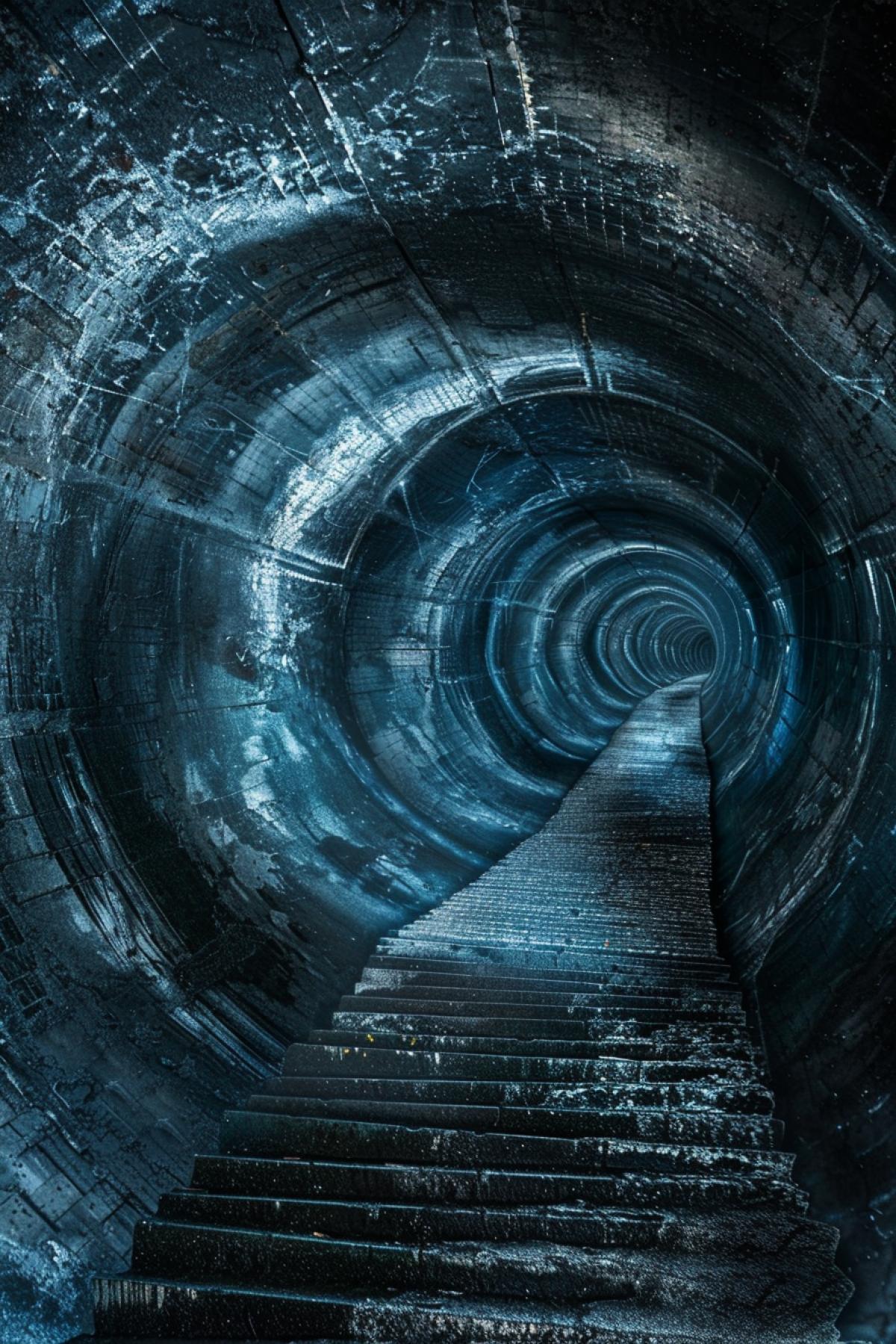 Unusual tunnel, time distortion, graphics, clear lines, magic, flickering,