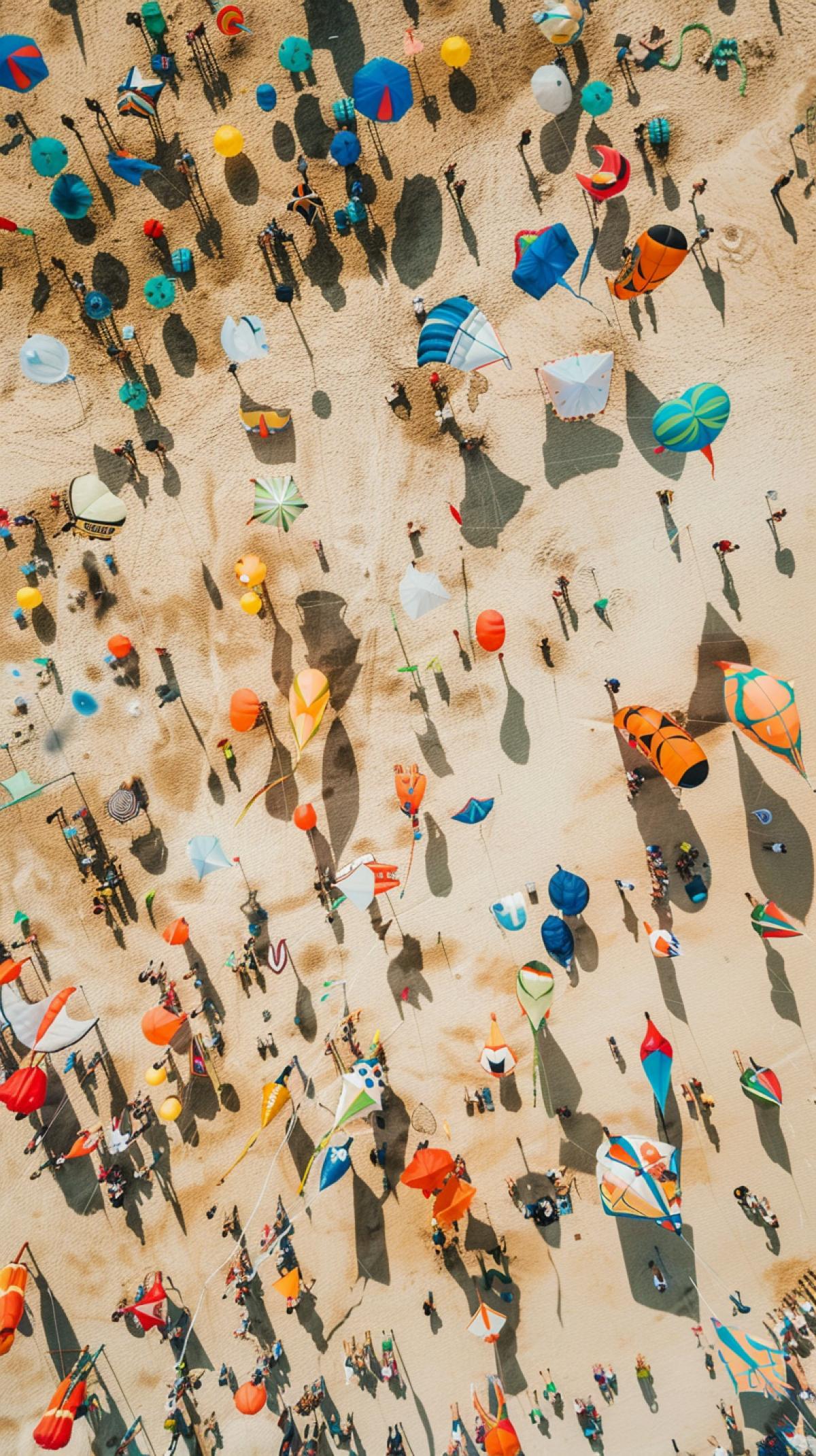 Top view, kite festival, aerial photo