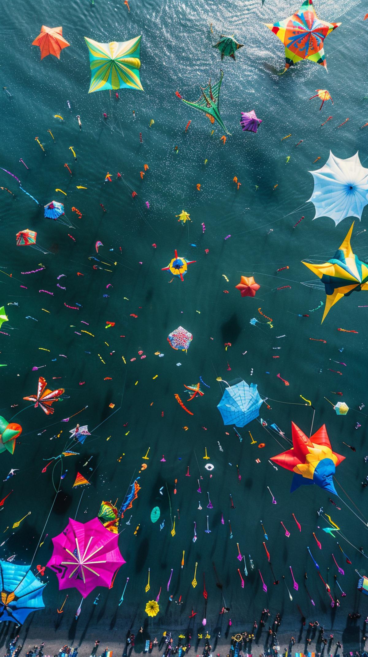 Top view, kite festival, aerial photo