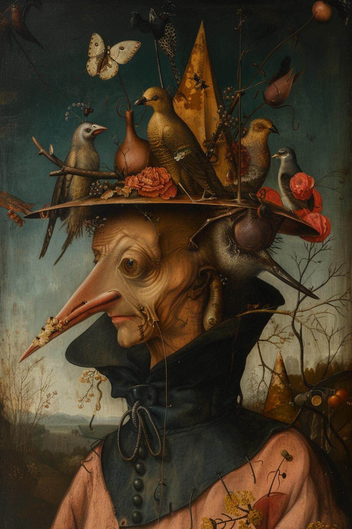 Sunday morning in the style of Hieronymus Bosch