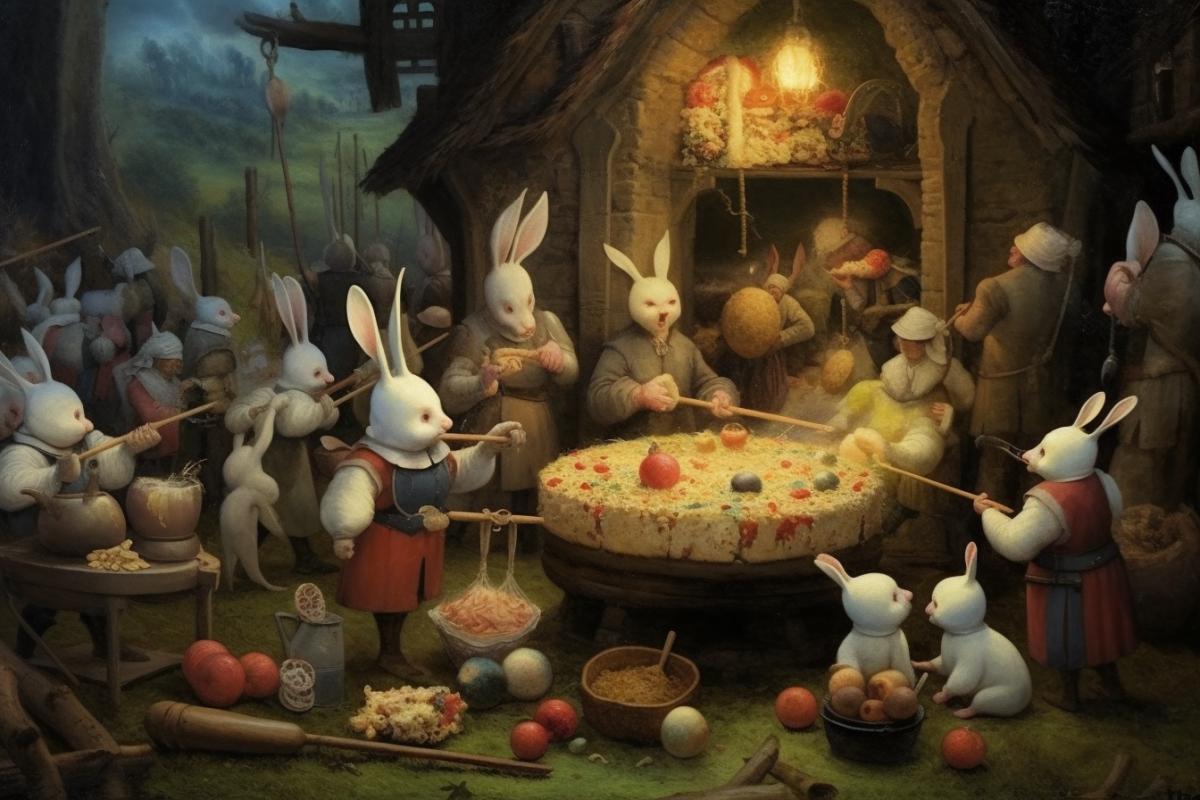Creepy food disco in Bosch style