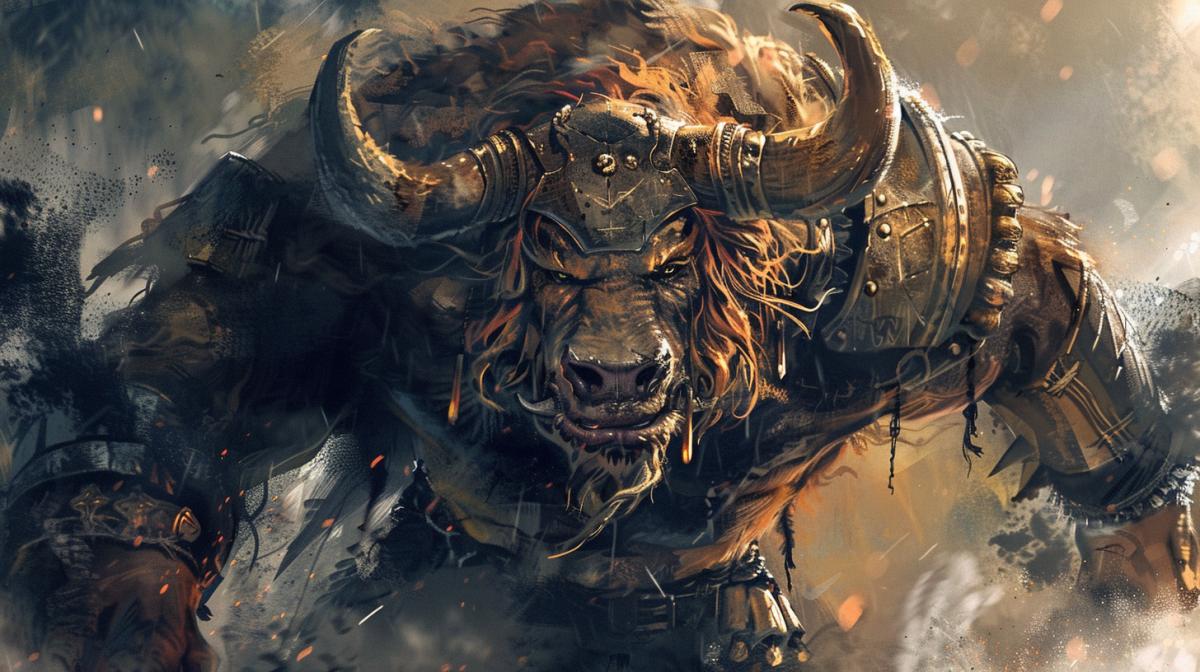 evil minotaur, dungeon and dragons style