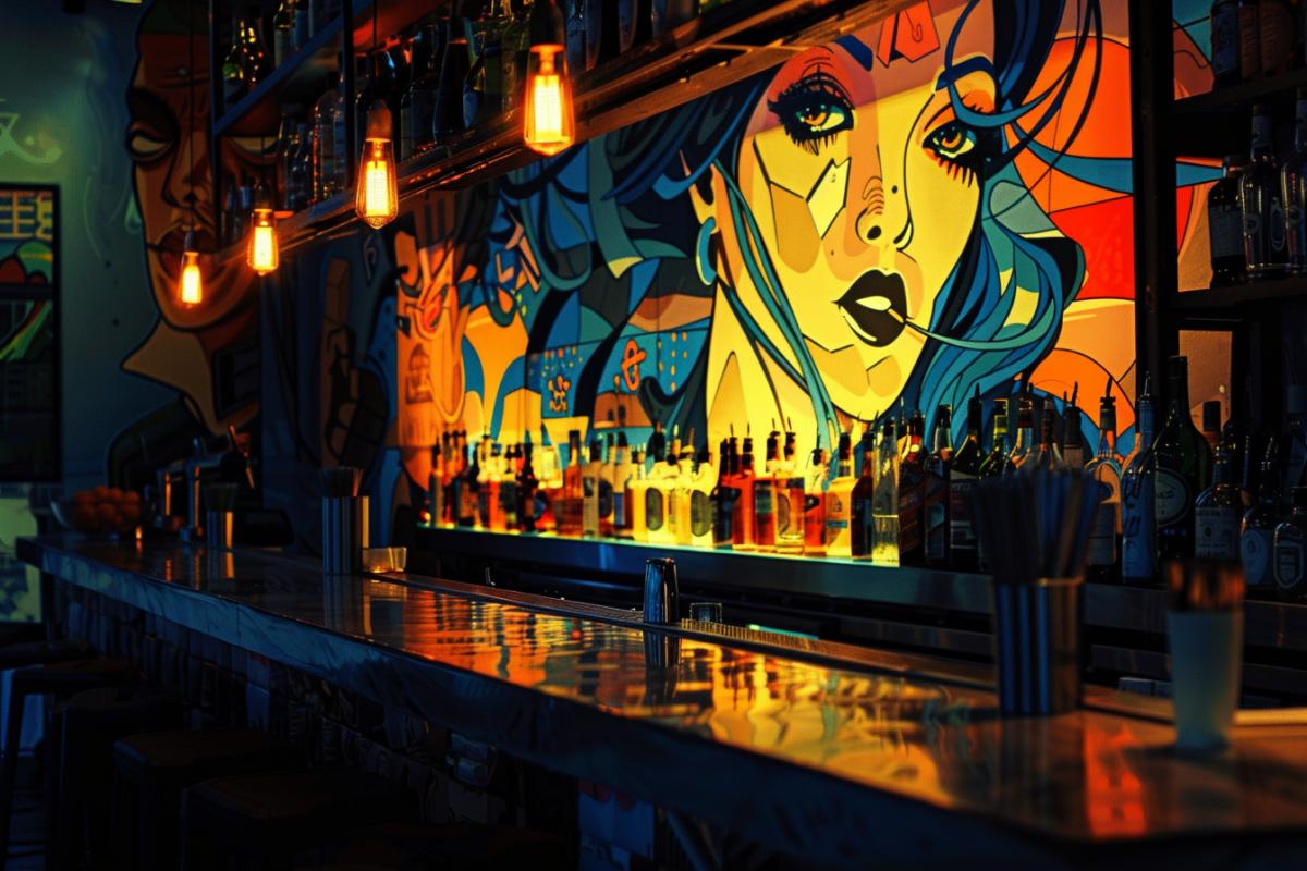 Bar, comic style, beautiful bar, art