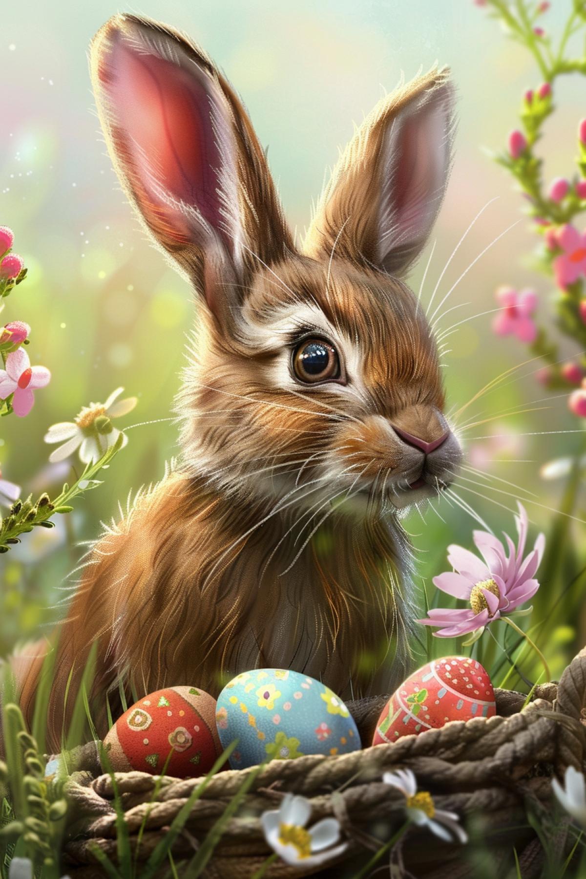 Cute Easter bunny gives you Easter eggs