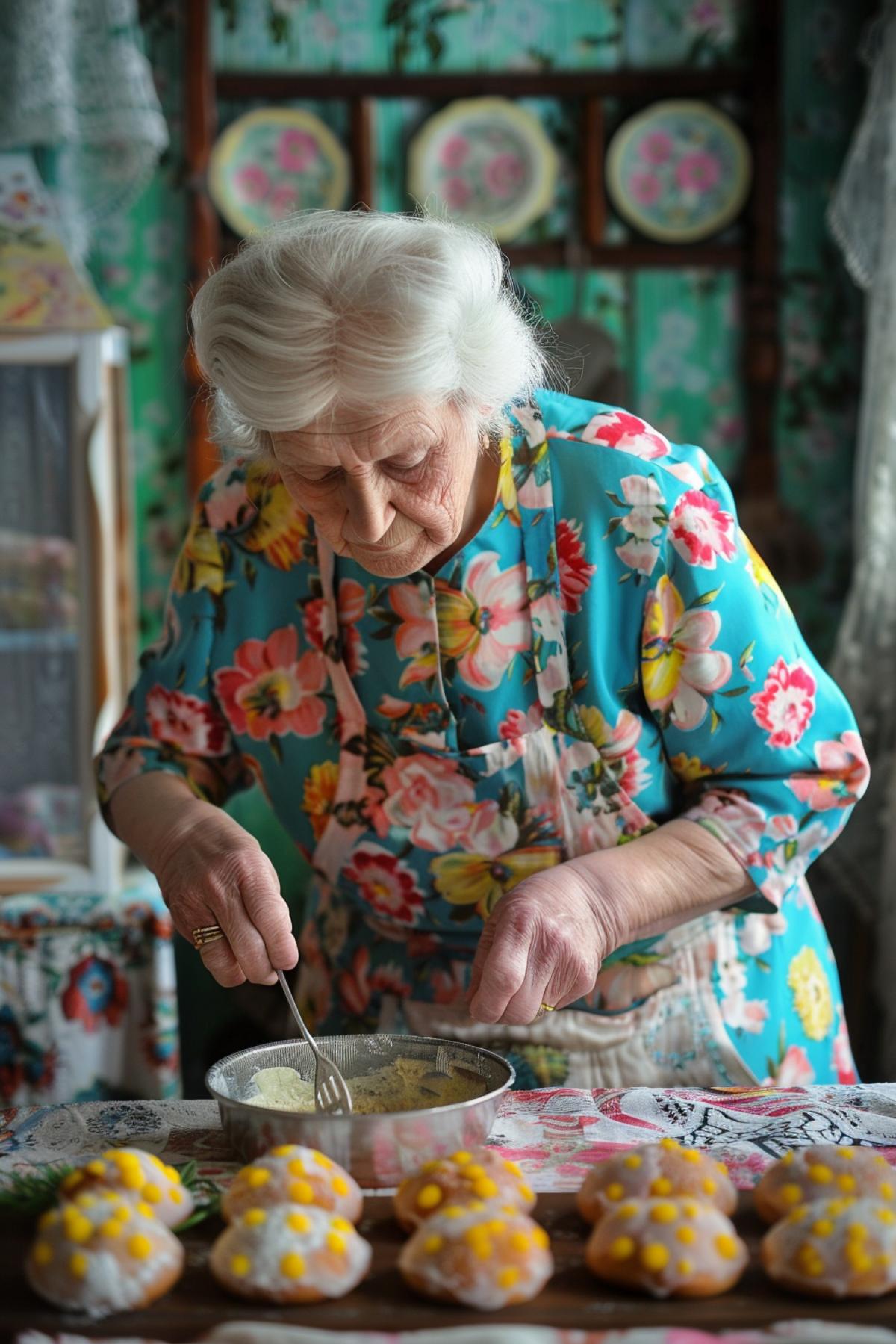 Russian granny prepared Easter cakes
