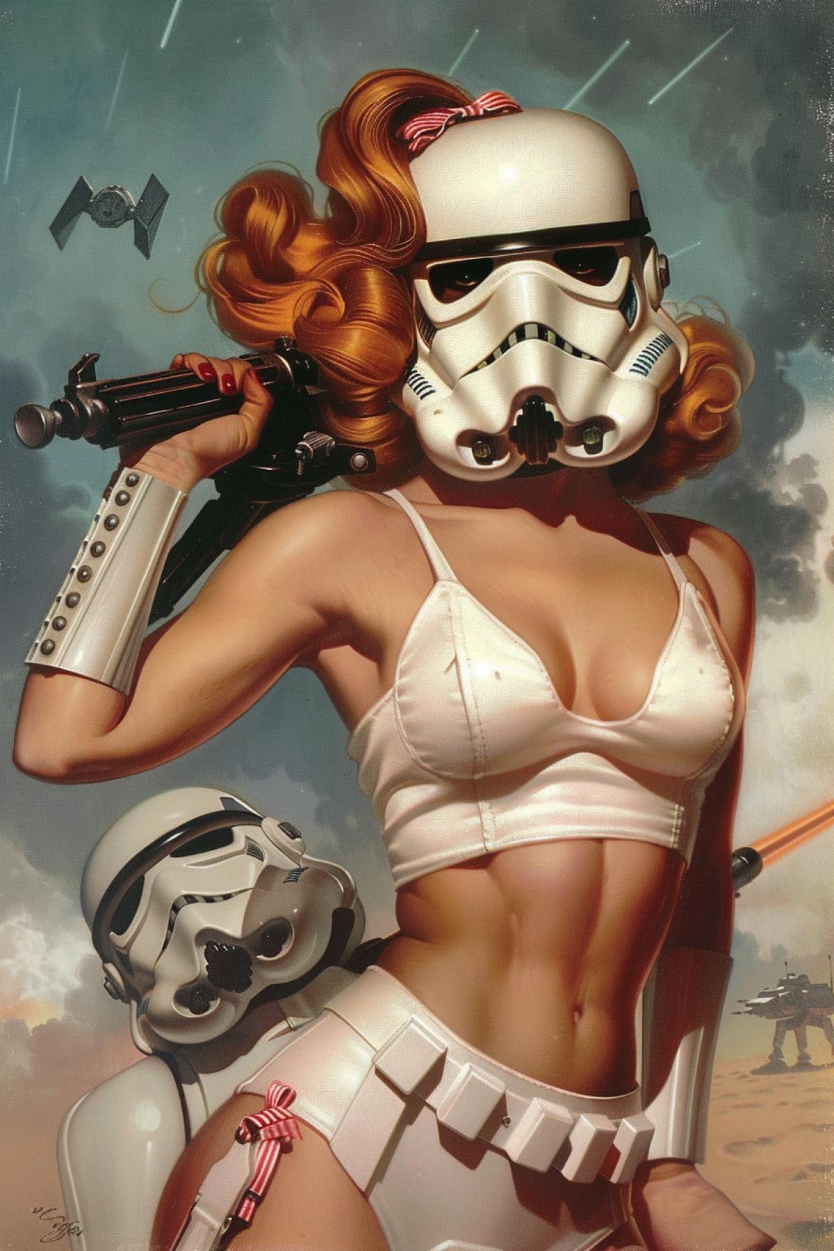 Star Wars stormtrooper pin and up by Gil Elvgren