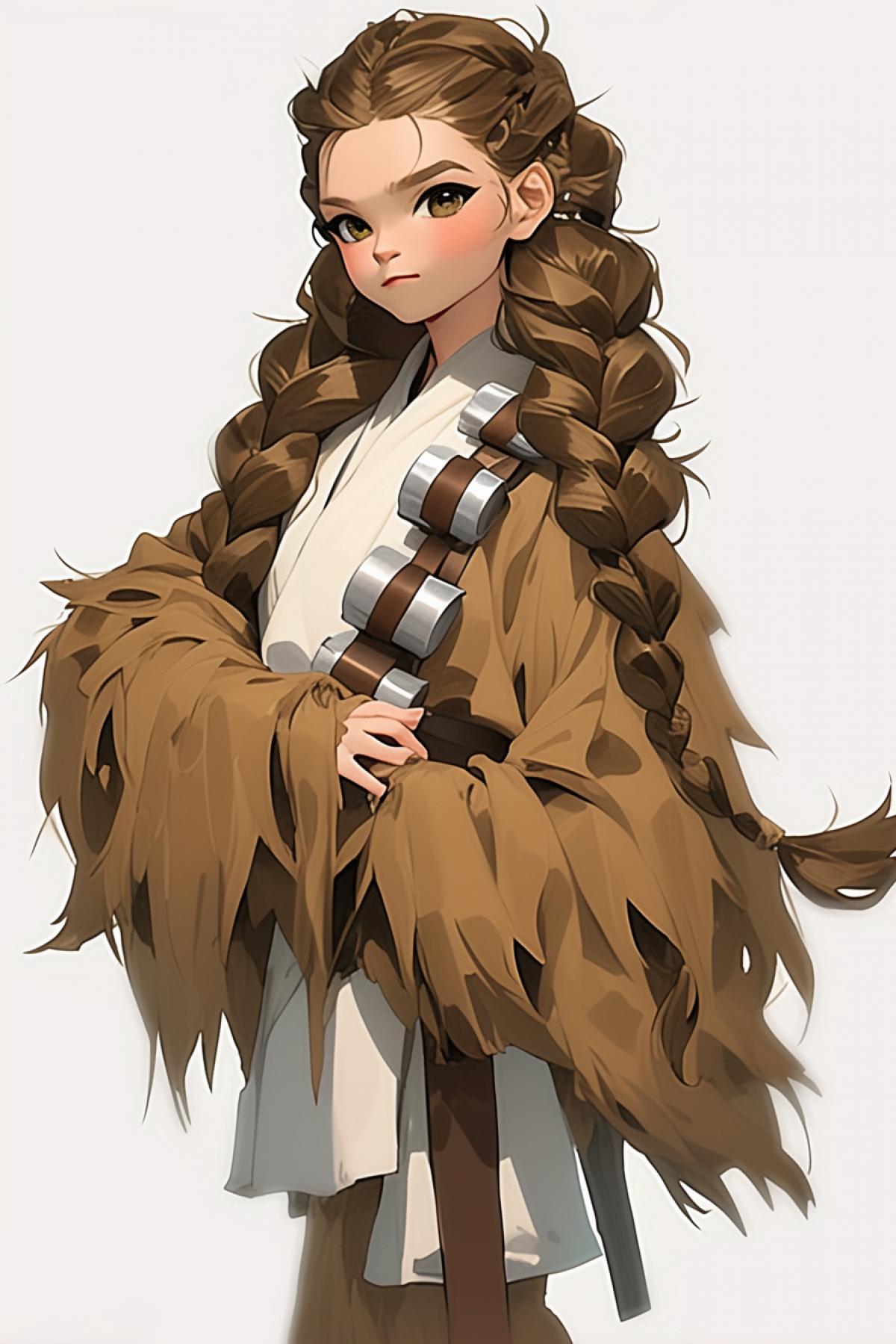 Girl Chewbacca, with bows and braids
