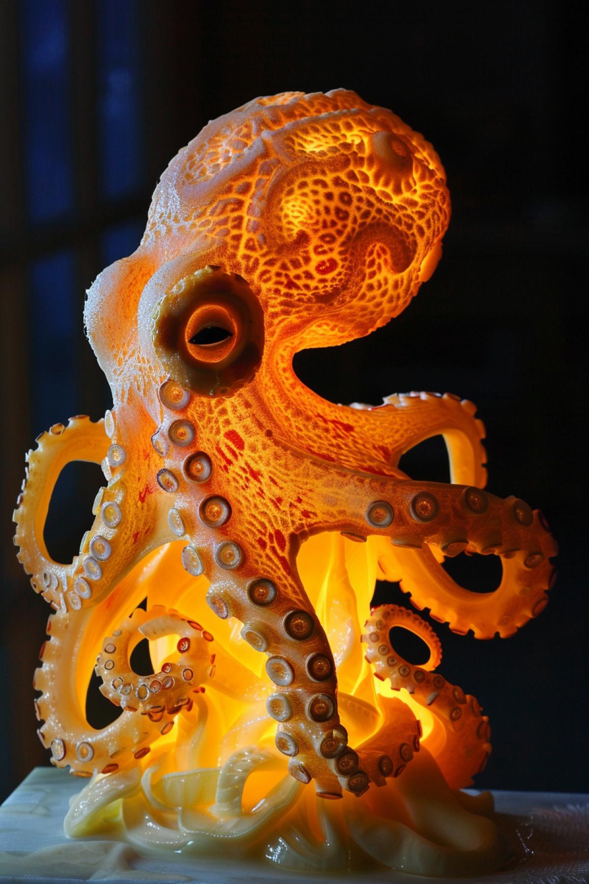 phosphorescent octopus made out of melted cheese