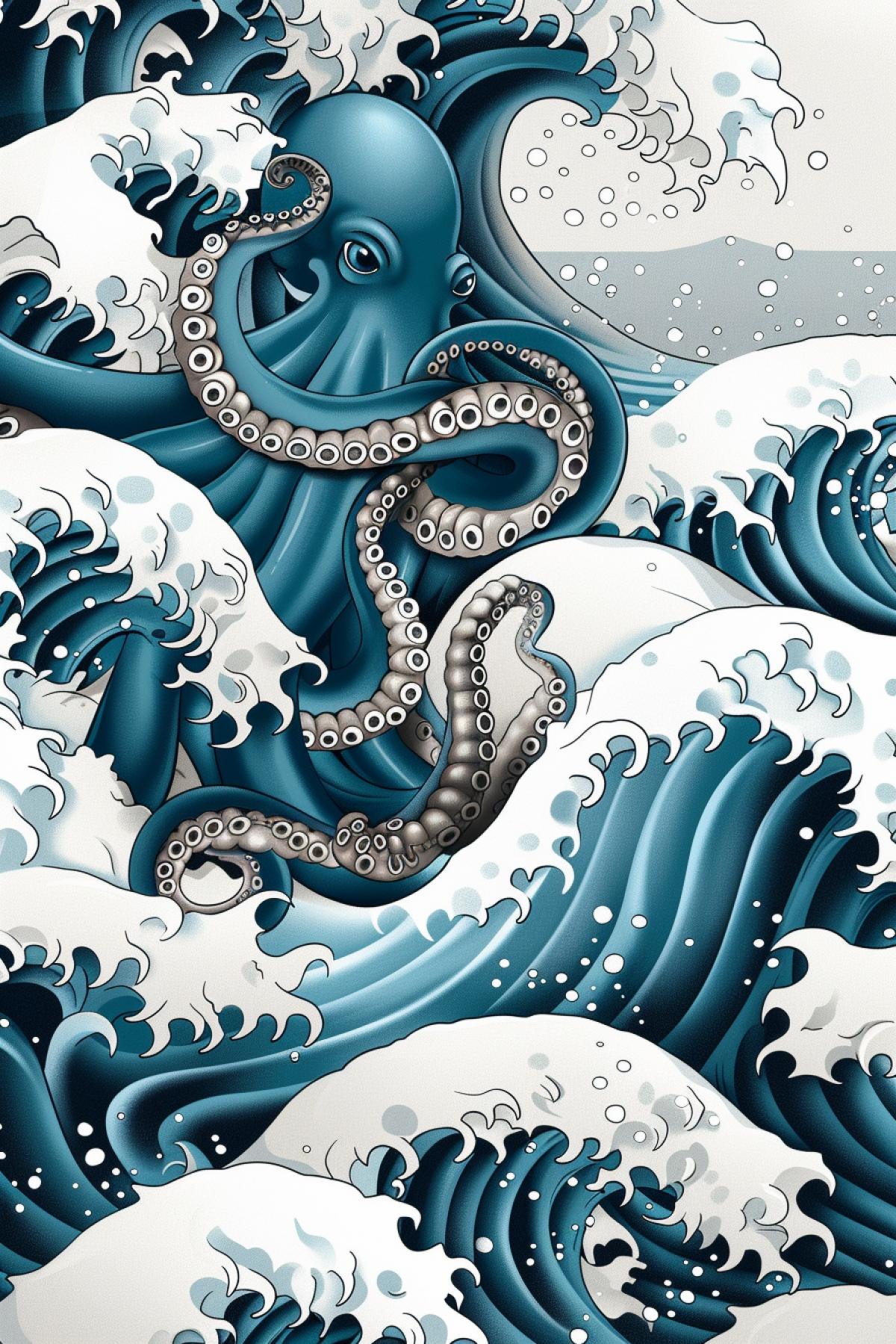 Beautiful Cthulhu-octopus in the style of Van Gogh