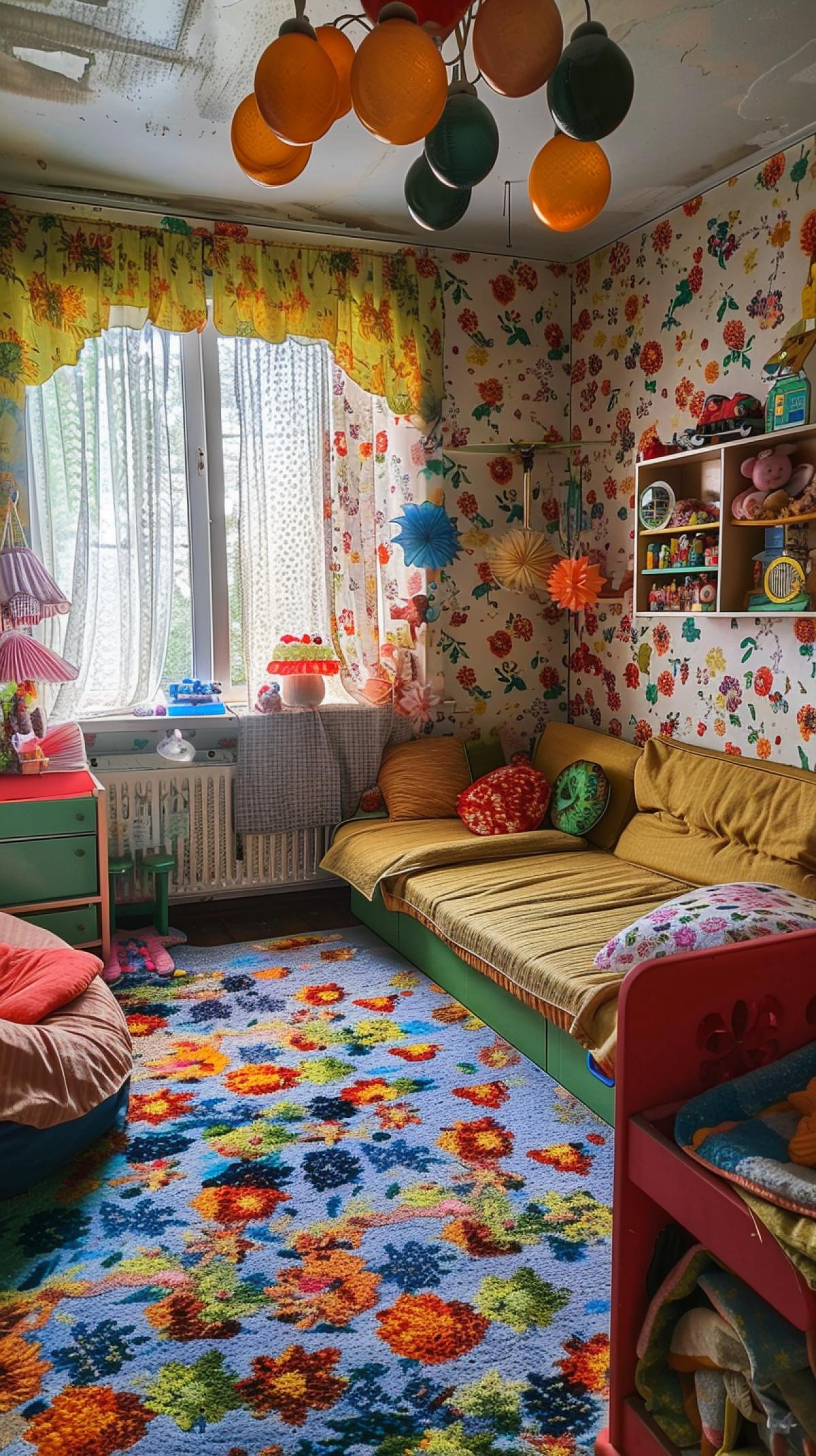 80s childs room. in the style of the Soviet period
