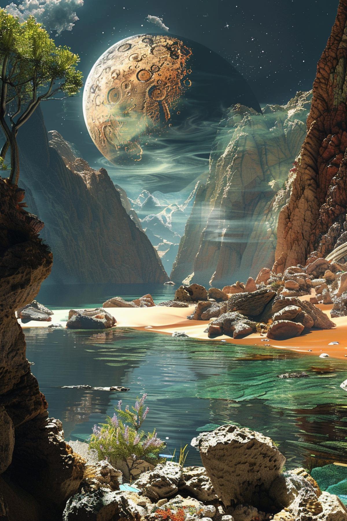 Fantastic landscape with James Cameron blocker style, future, high resolution, wow effect