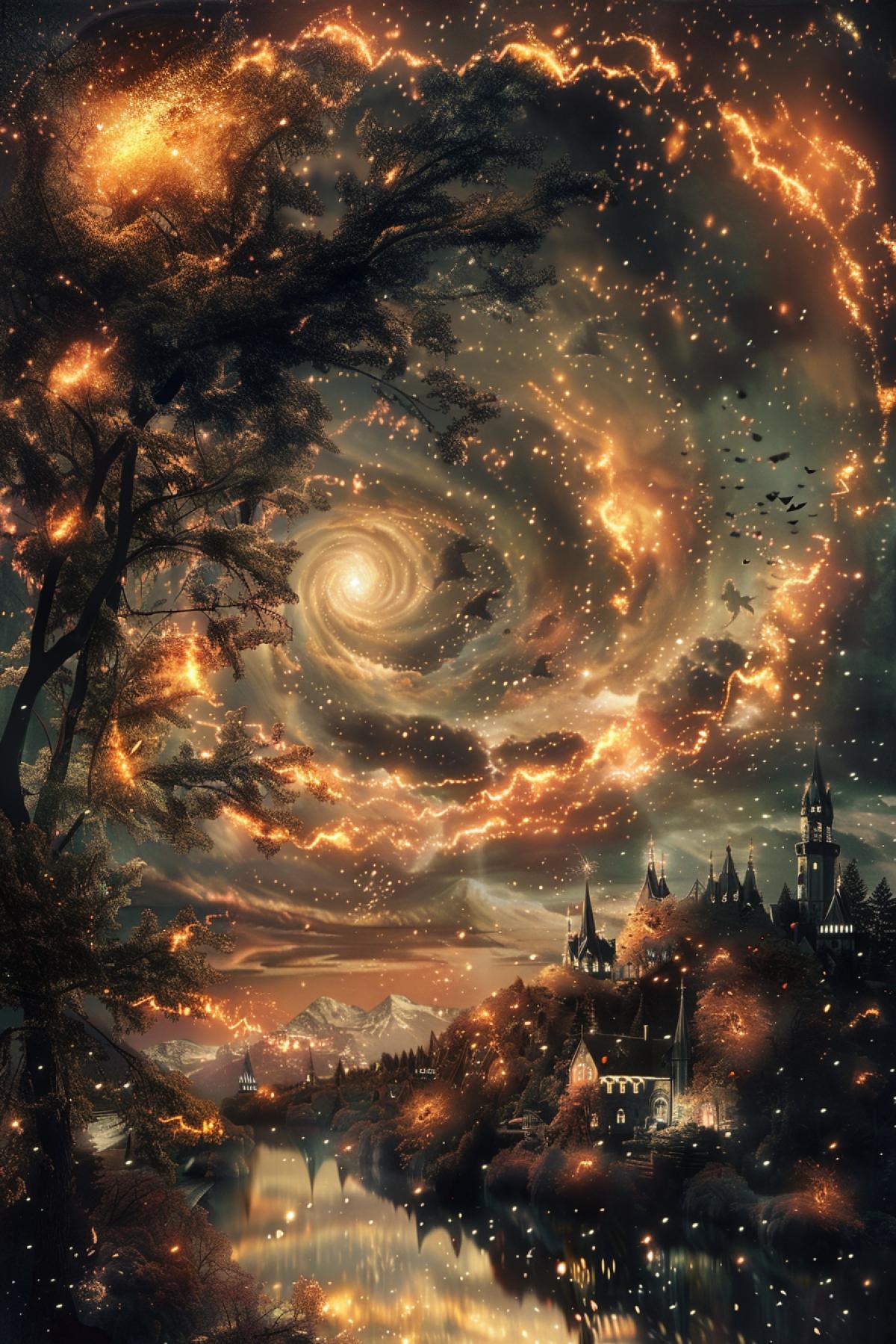 Fairytale landscape, parallel world, flickering, mysticism, magic