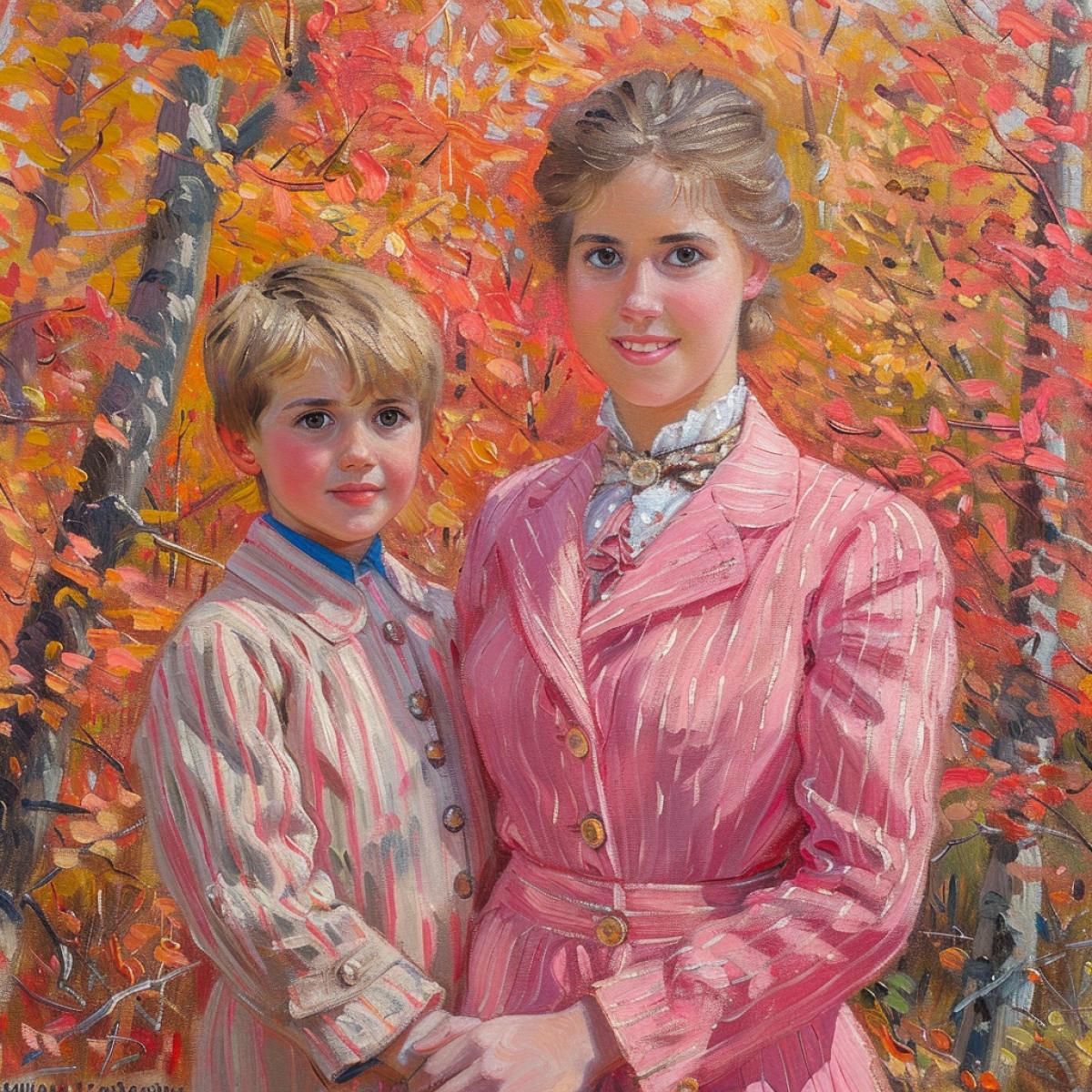 Mother luxury a child, oil painting in the style of Claude Monet, Auguste Renoir, Ilya Repin