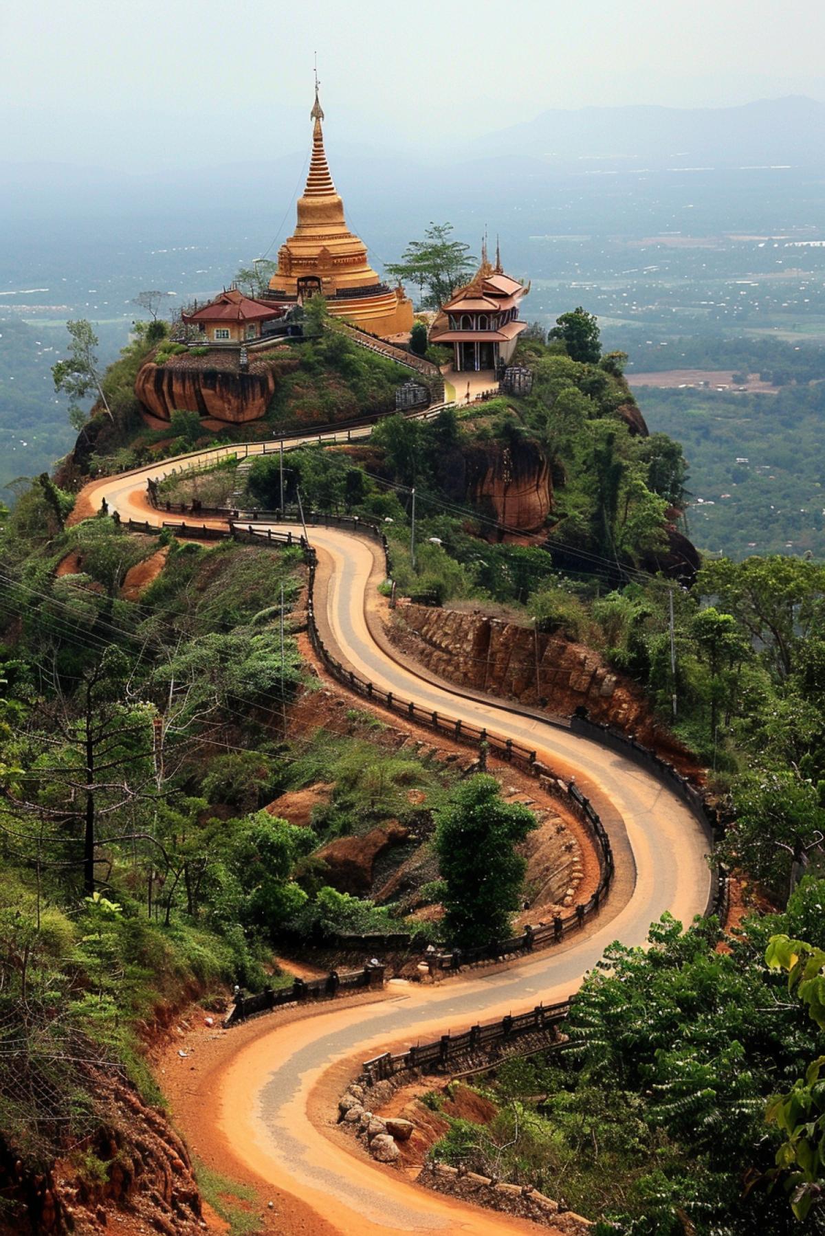 The long and winding road to the temple on the hill breathtaking