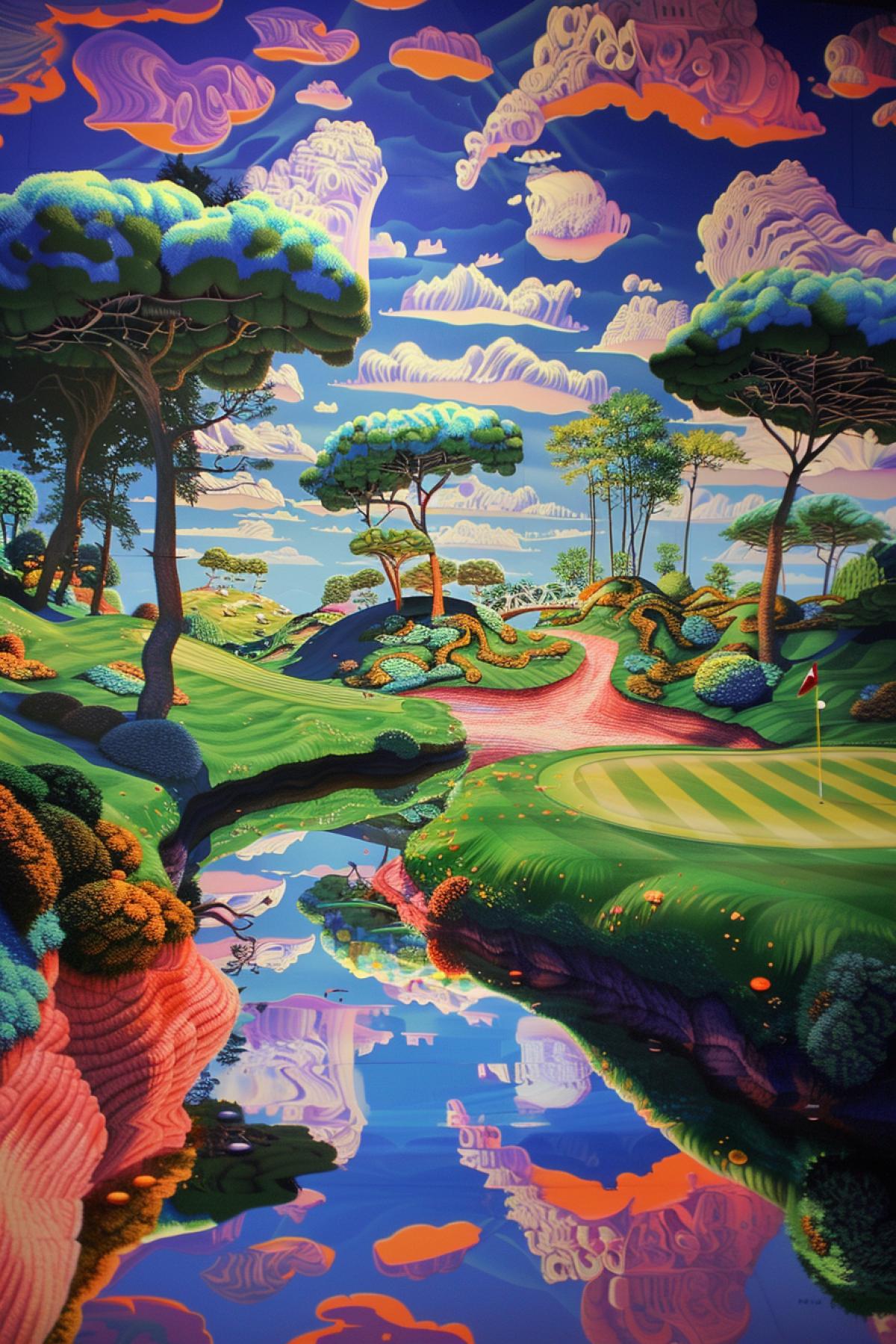 World of golf, time distortion, gloss, maximalism