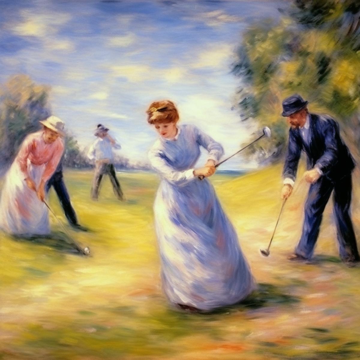 Playing golf, oil painting, by Auguste Renoir